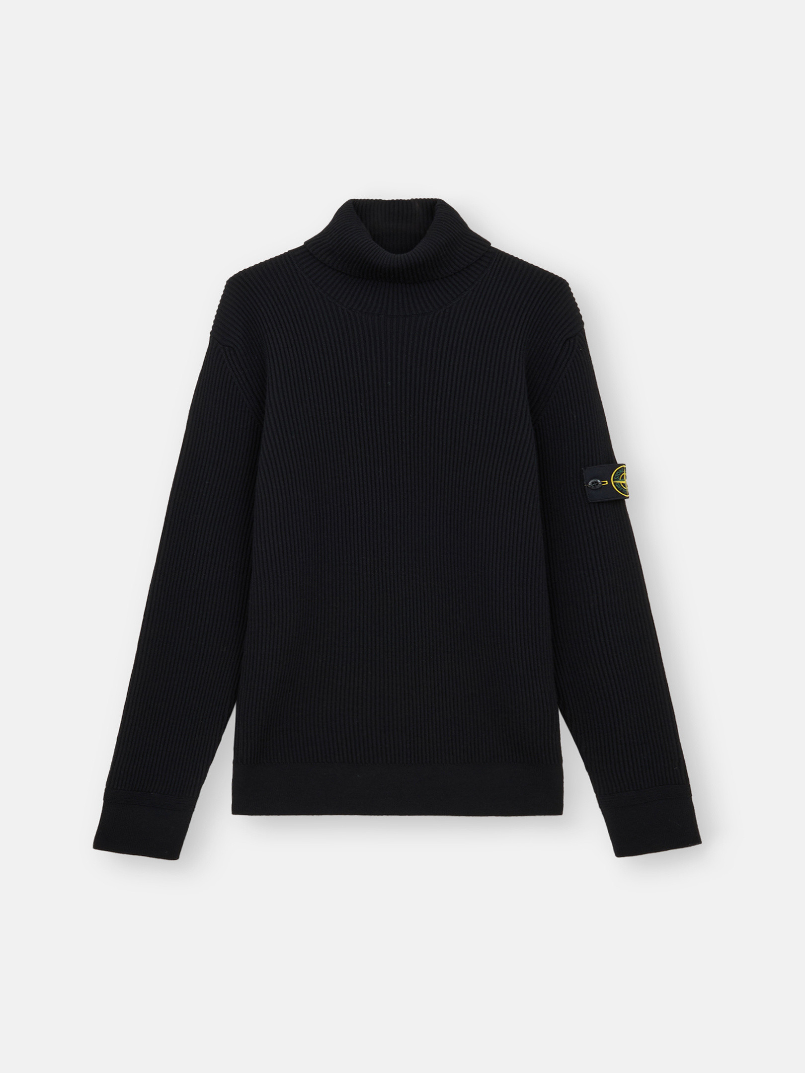 Black Turtleneck sweater with finely ribbed trims 5100052 FULL RIB
