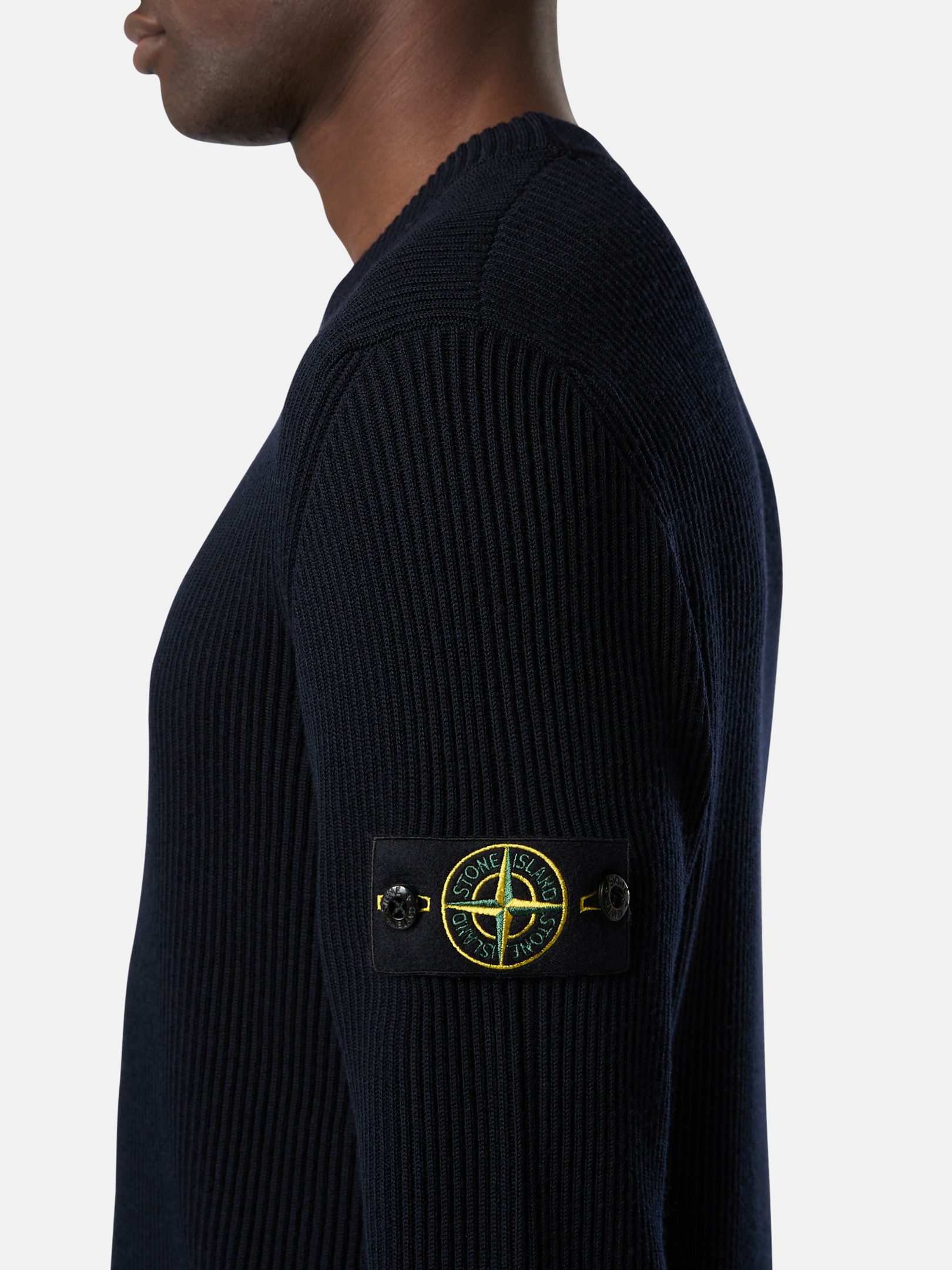 Navy Blue Crewneck sweater with ribbed trims 5100053 FULL RIB RWS