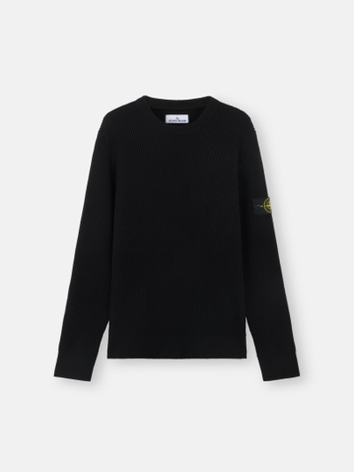 Black Crewneck sweater with ribbed trims 5100053 FULL RIB RWS WOOL