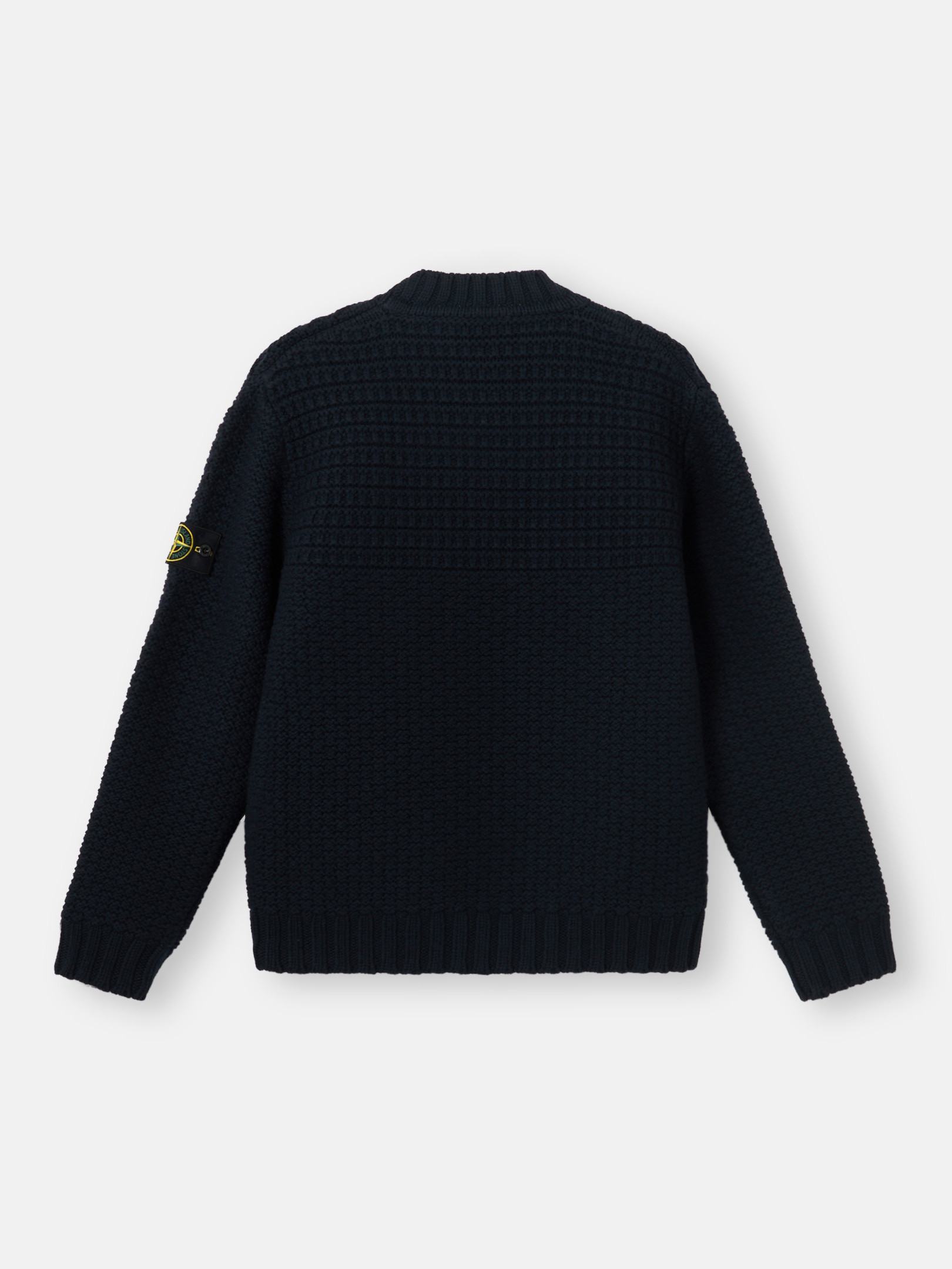 Crewneck stone  navy (ぽんのために) Navy Blue Crewneck sweater with small roll detail 5100053 SOFT