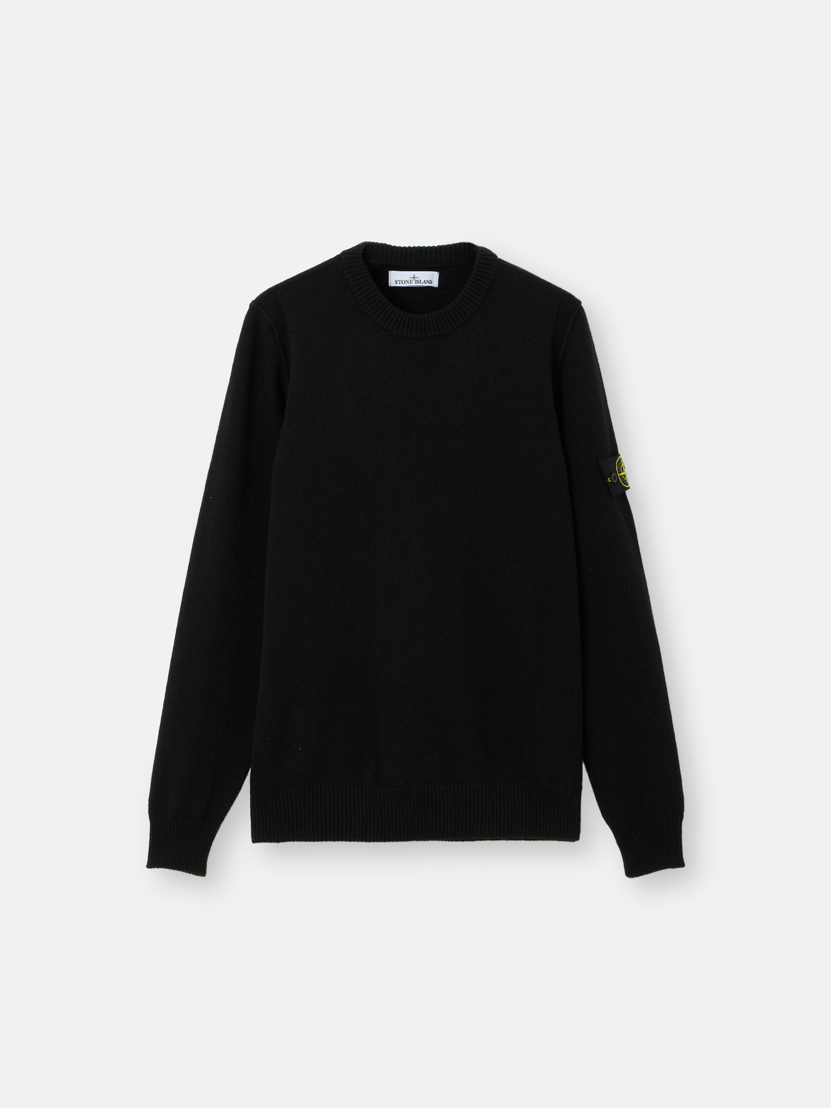 トップス Stone  Lambswool Crewneck 23AW Black Crewneck sweater with reverse stitch details 5100072