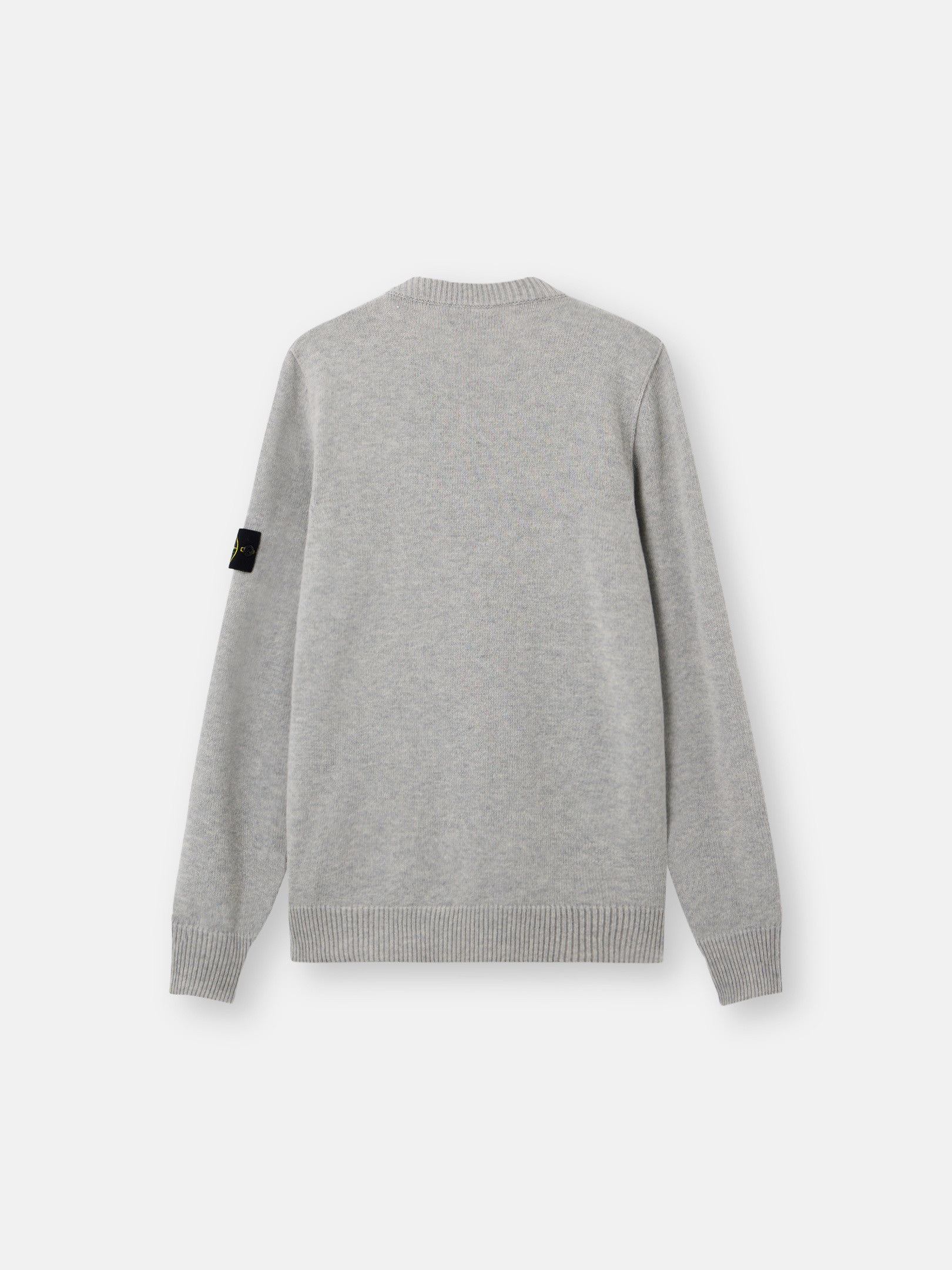 Dust Grey Melange Crewneck sweater with reverse stitch details