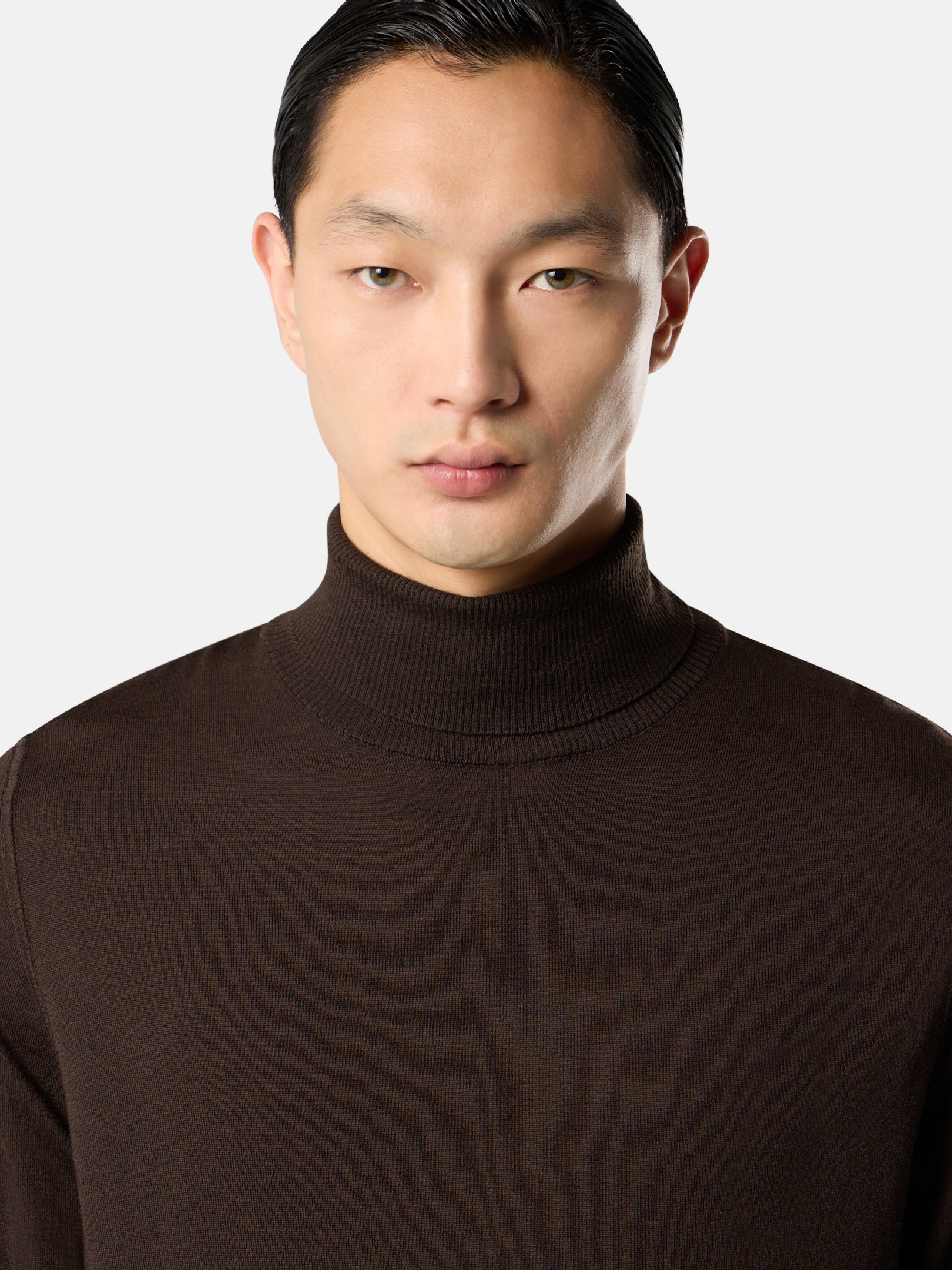 Dark Brown Turtleneck sweater with ribbed trims 5100075 PURE LIGHT