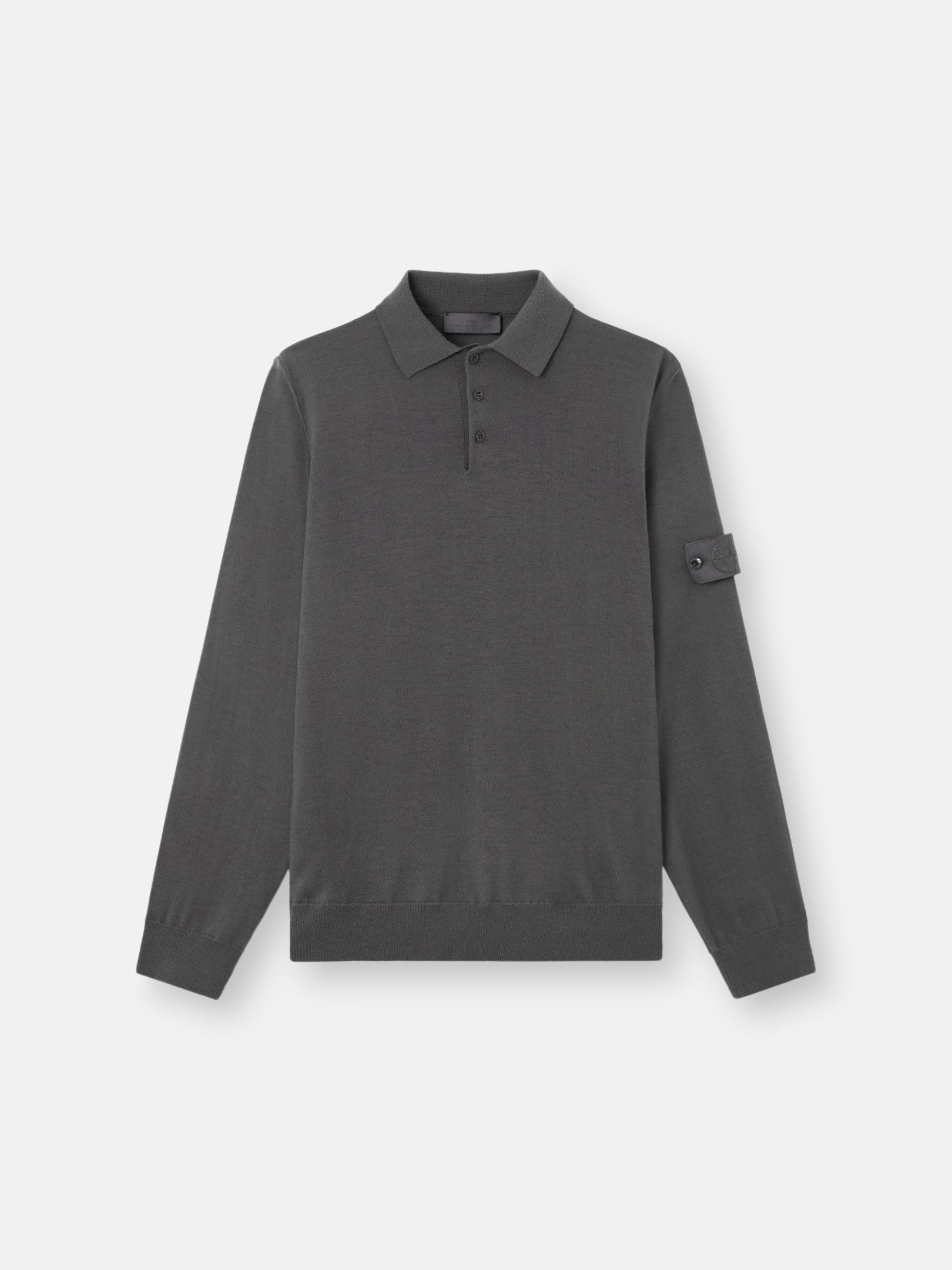 Dark Grey Long-sleeve polo jumper with ribbed trims 5100076 PURE