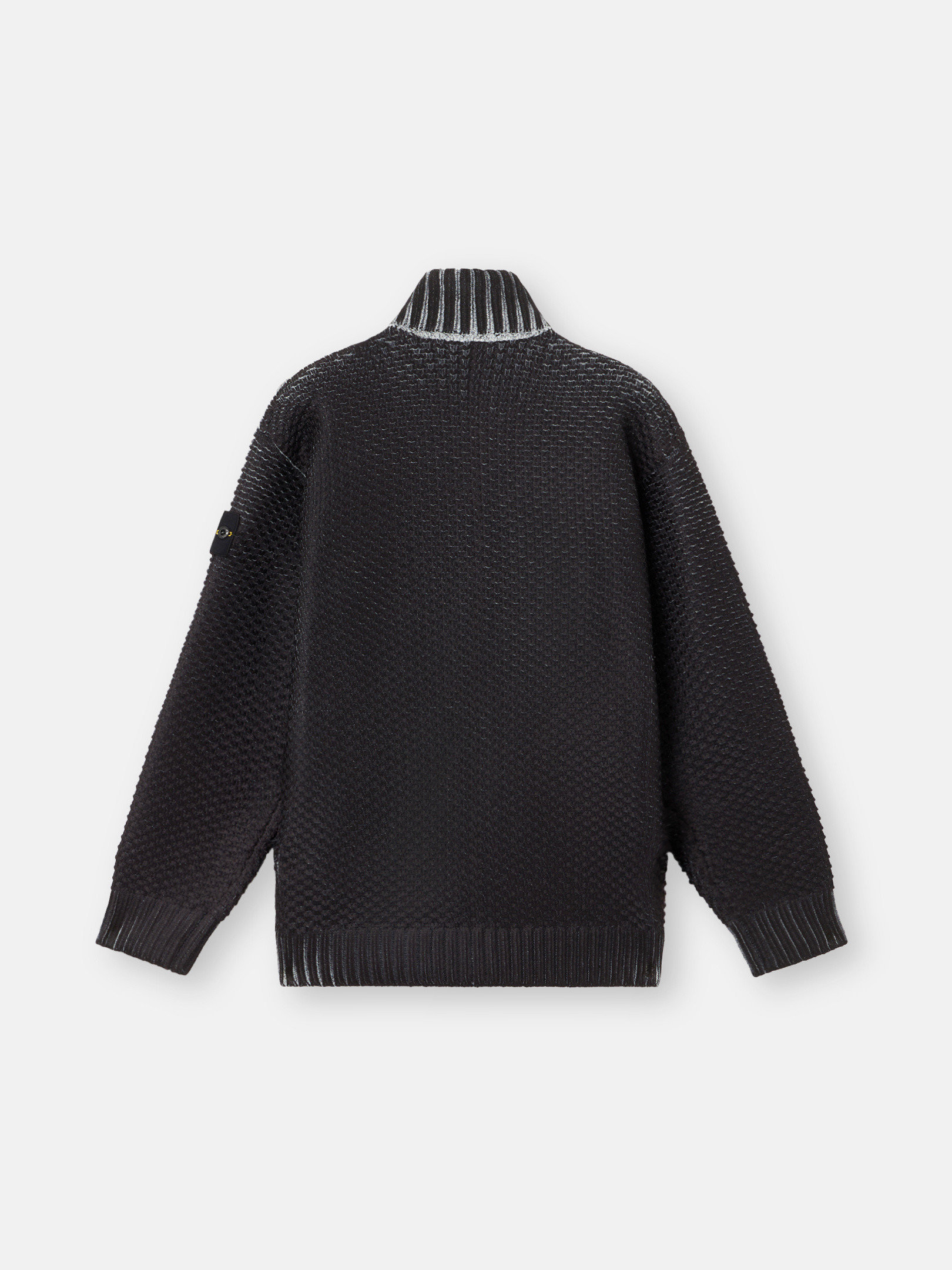 【美品！】STONE  ニットセーター　ブラック　M ラグラン ブラッシュヤーンラグランハーフジップニット＜ワイン＞(S