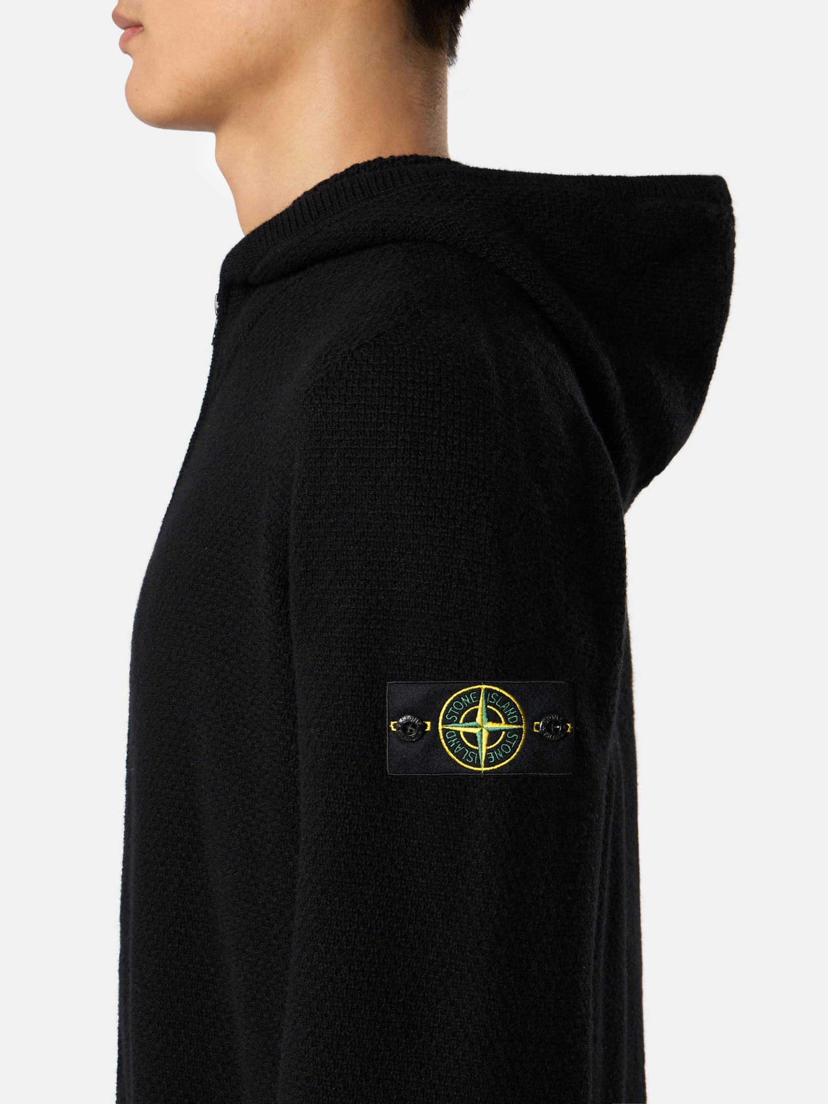 ブラック フード付き ジップアップジャンパー リブカフス ブラック フード付き ジップアップジャンパー リブカフス