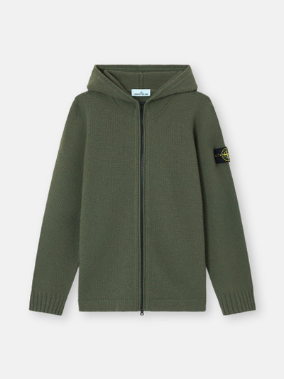 STONE ISLAND Lambswool Hooded Cardigan Stone LAMBSWOOL Island wool