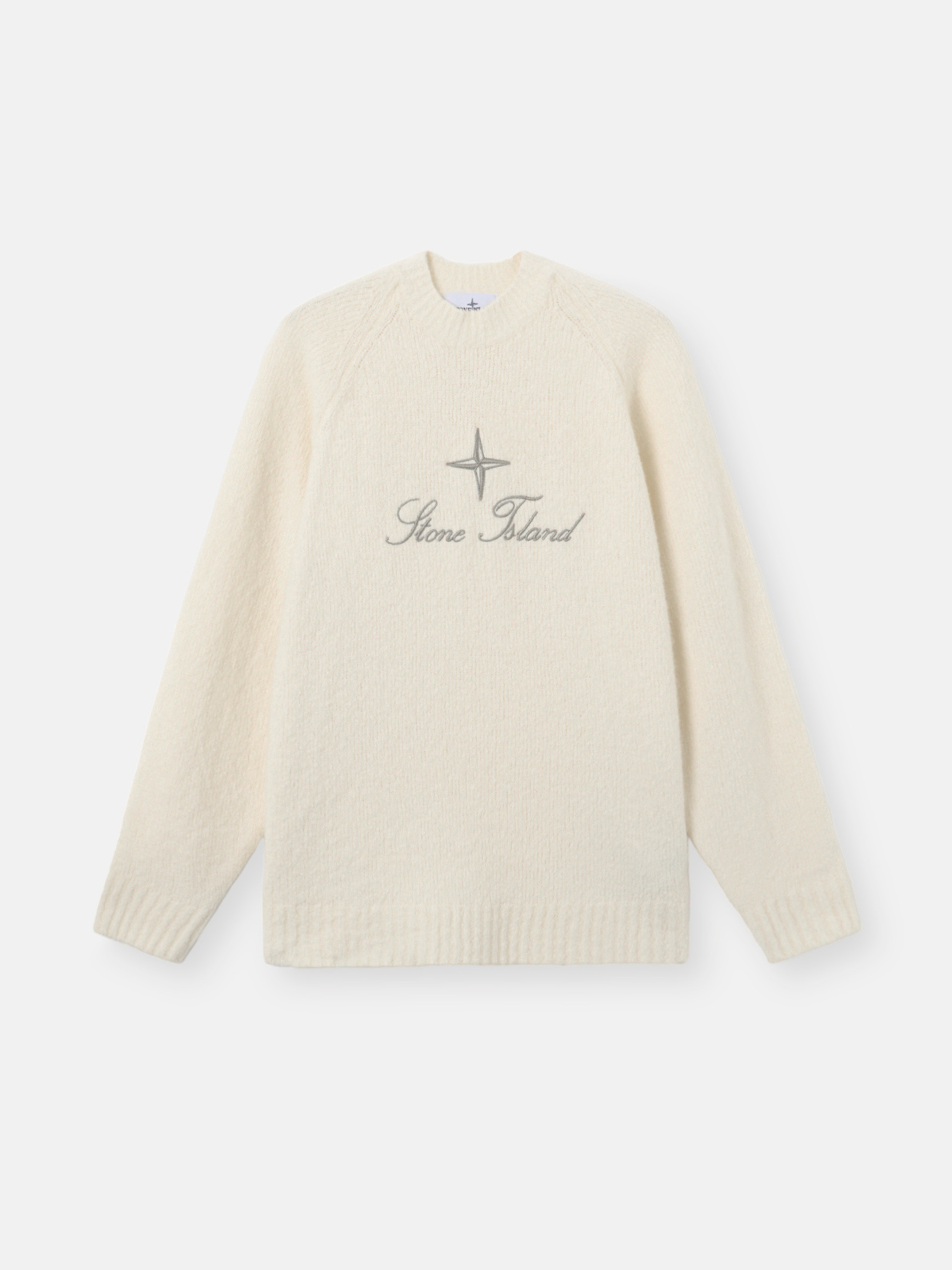stoneアイボリー ラグランスリーブ ニット アイボリー オーバーサイズフィット ラグランスリーブ クルーネック