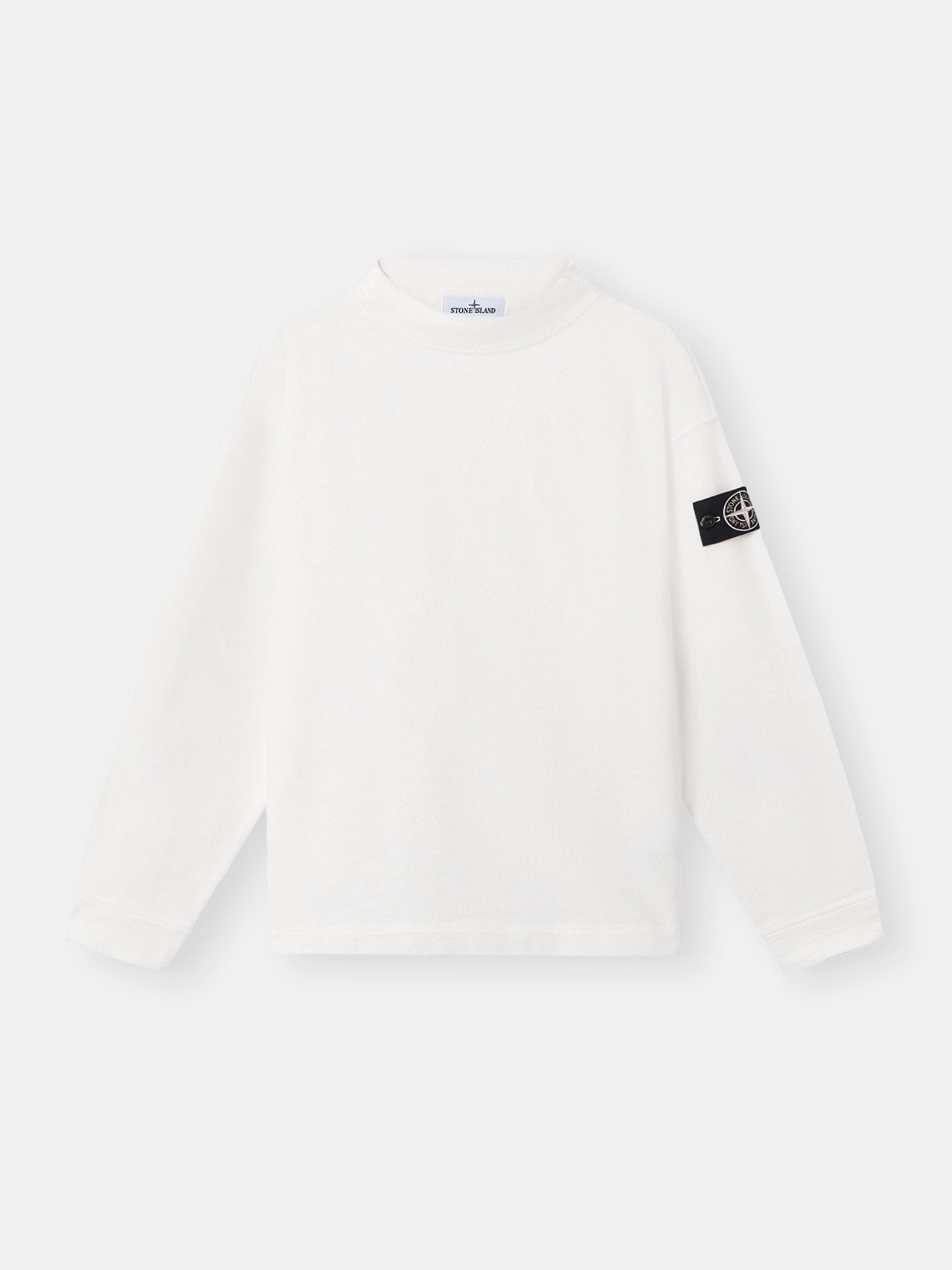 Natural White Regular-fit crater neck sweatshirt with archive