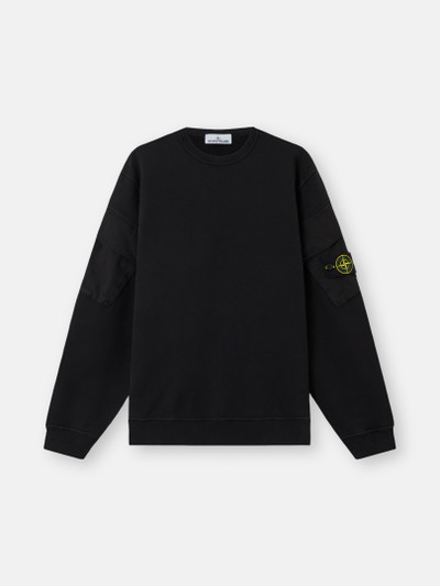 スウェット・トレーナー STONE  BLACK COTTON CREWNECK SWEATSHIRT Stone Island logo-print Cotton Sweatshirt | Black | FARFETCH
