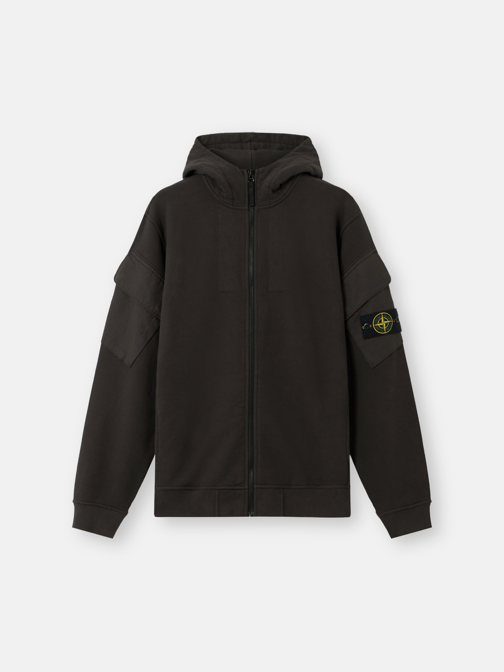 STONE ｜HOOD/ZIP-UP (60452 Stretch Cotton Fleece H Stone Island Garment Dyed Cotton Fleece Full Zip Hood Black