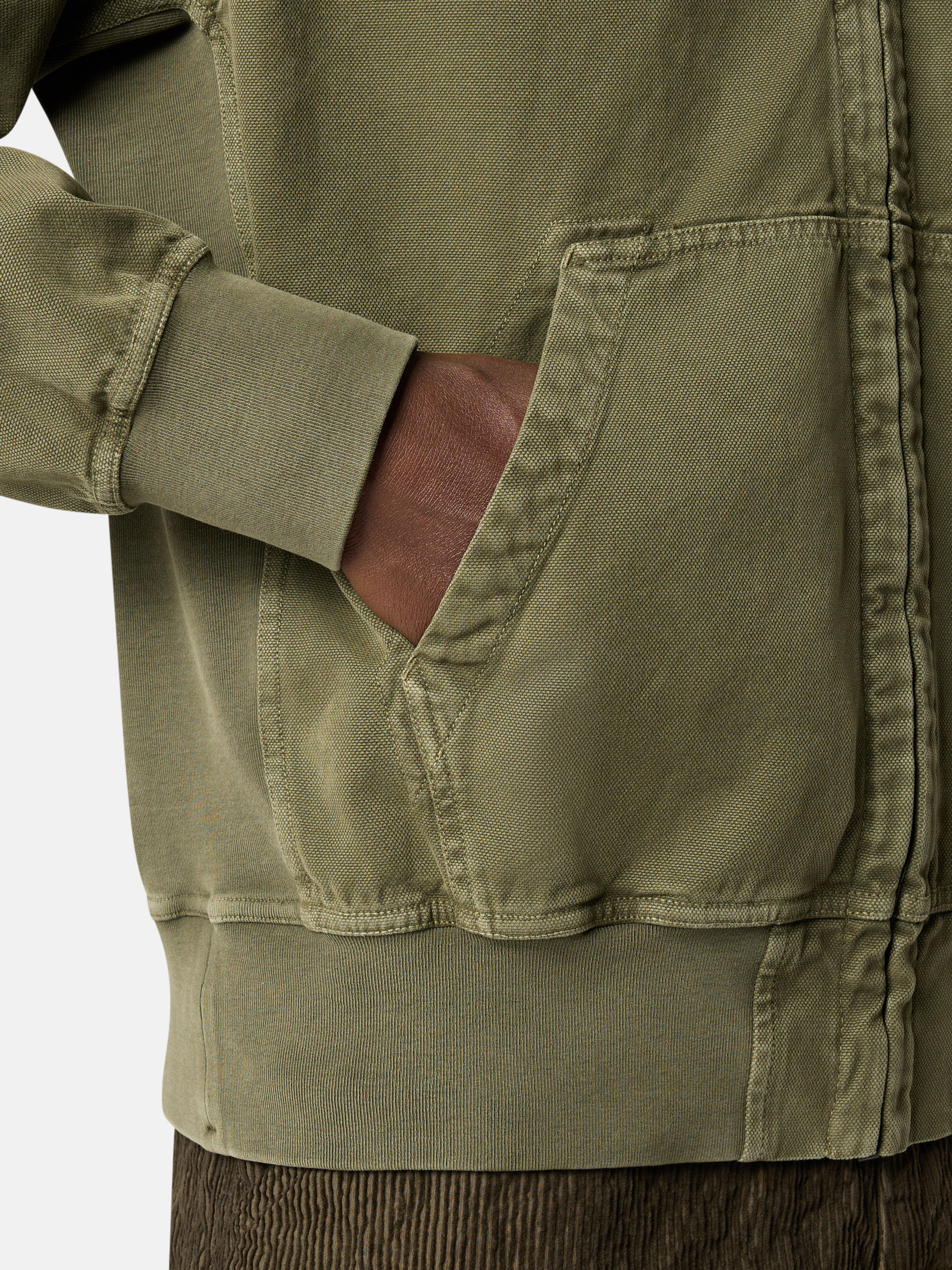パーカー・フーディ STONE  FW25 SWEATSHIRT (K2S156100017 S0184 V0129) Military Green Oversized-fit hooded zipper-up sweatshirt