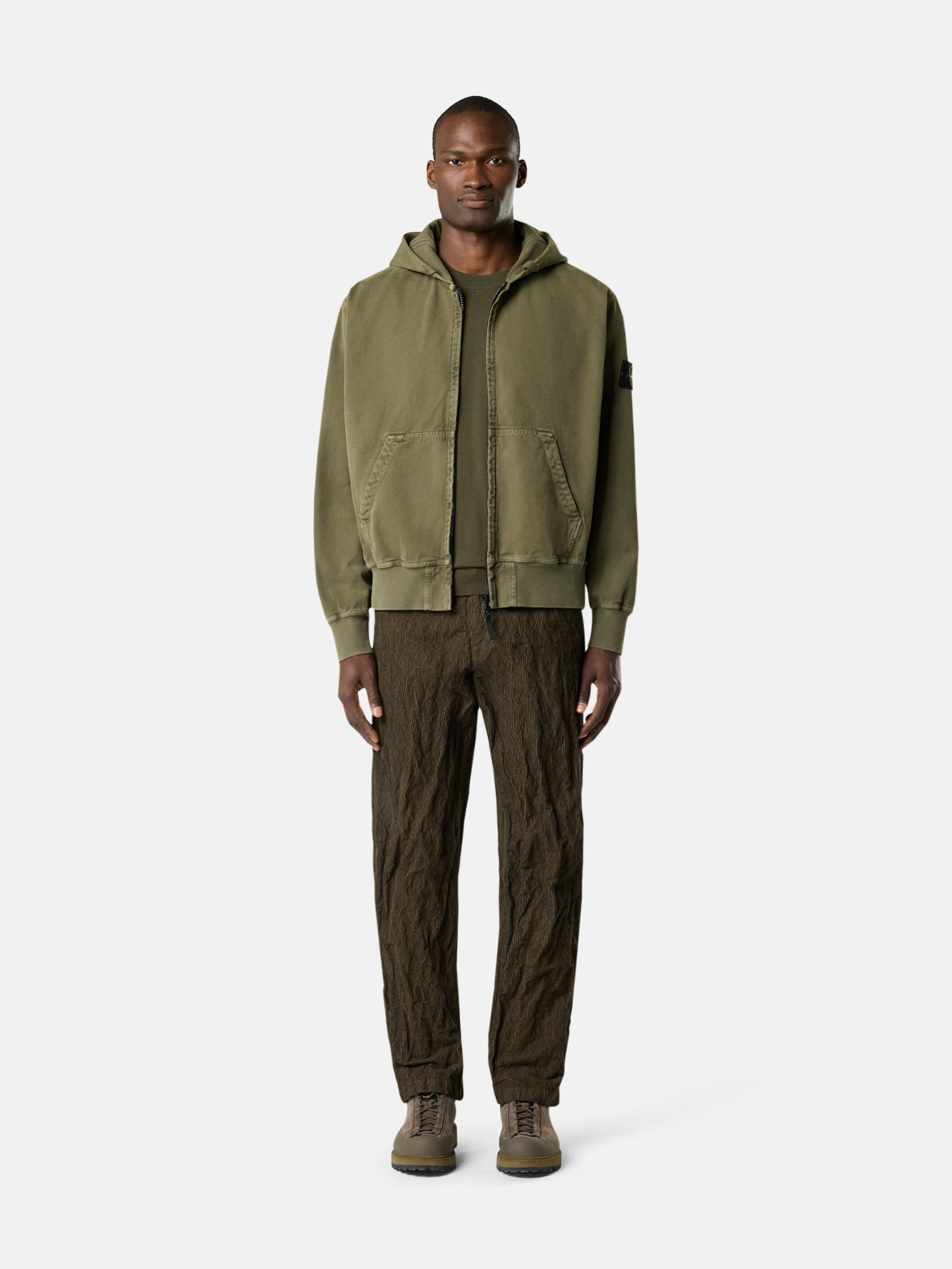 【関税&送料込】Stone  White Cotton Sweatshirt Stone Island 63020 Brushed Cotton Fleece Crewneck Sweater