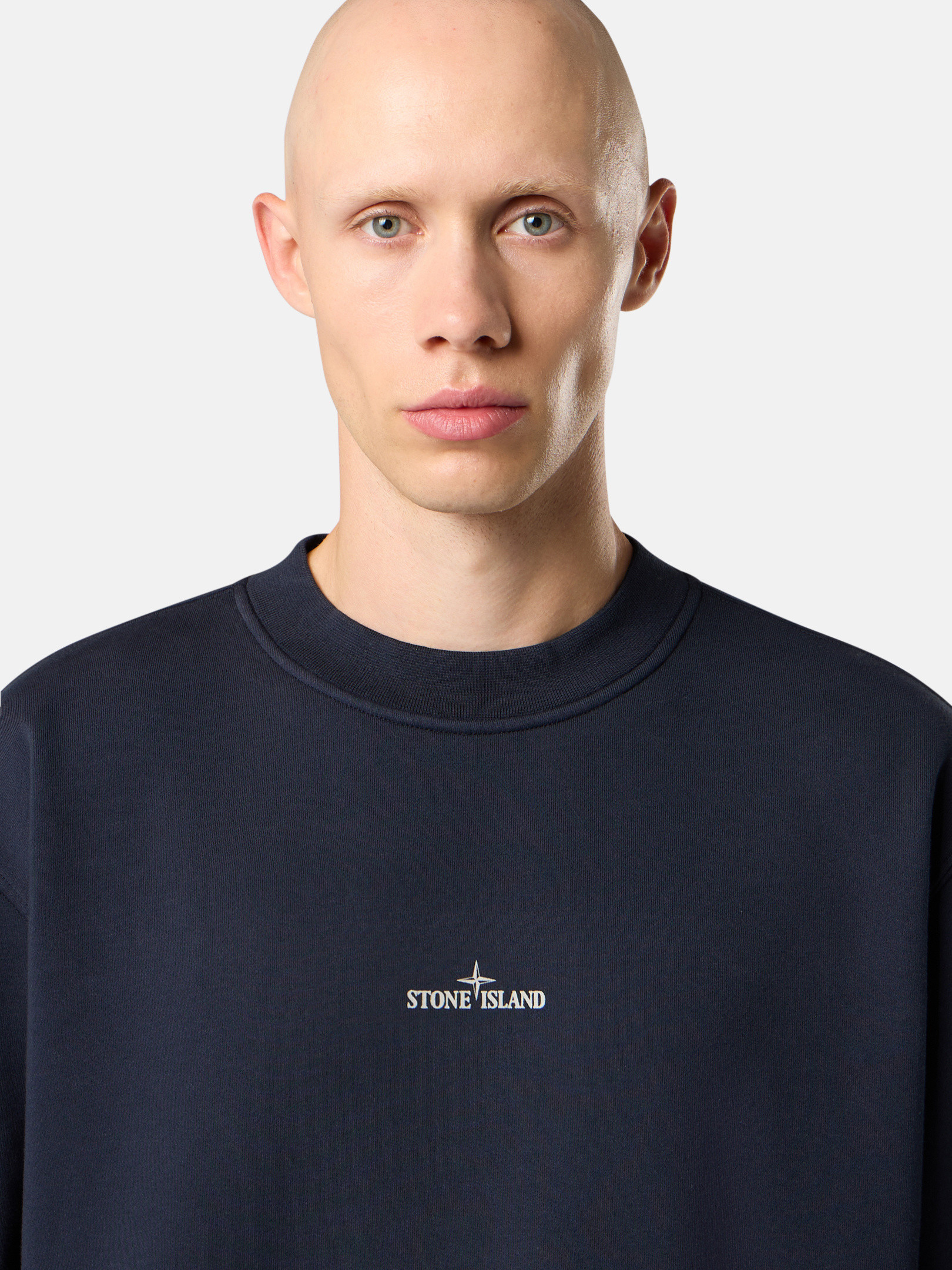 Navy Blue Oversized-fit crewneck sweatshirt with 'Industrial Four