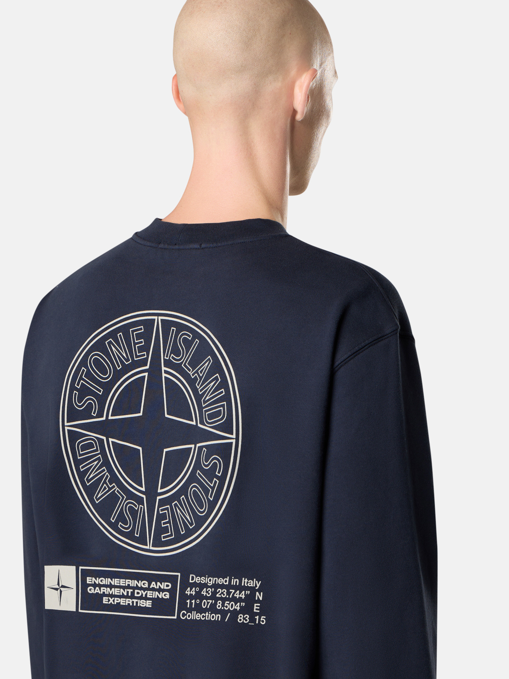 Navy Blue Oversized-fit crewneck sweatshirt with 'Industrial