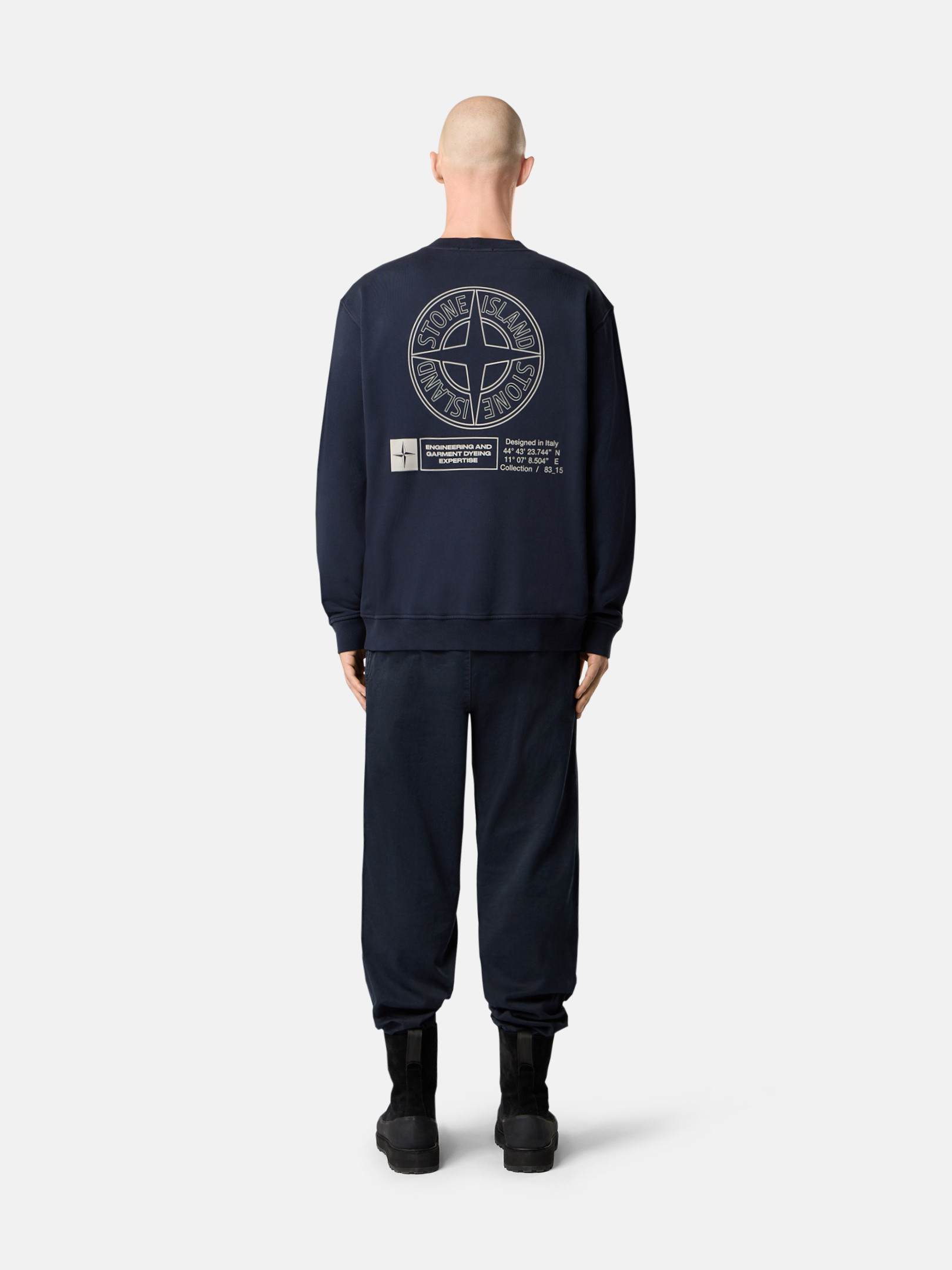 Crewneck stone  navy (ぽんのために) Navy Blue Oversized-fit crewneck sweatshirt with 'Industrial