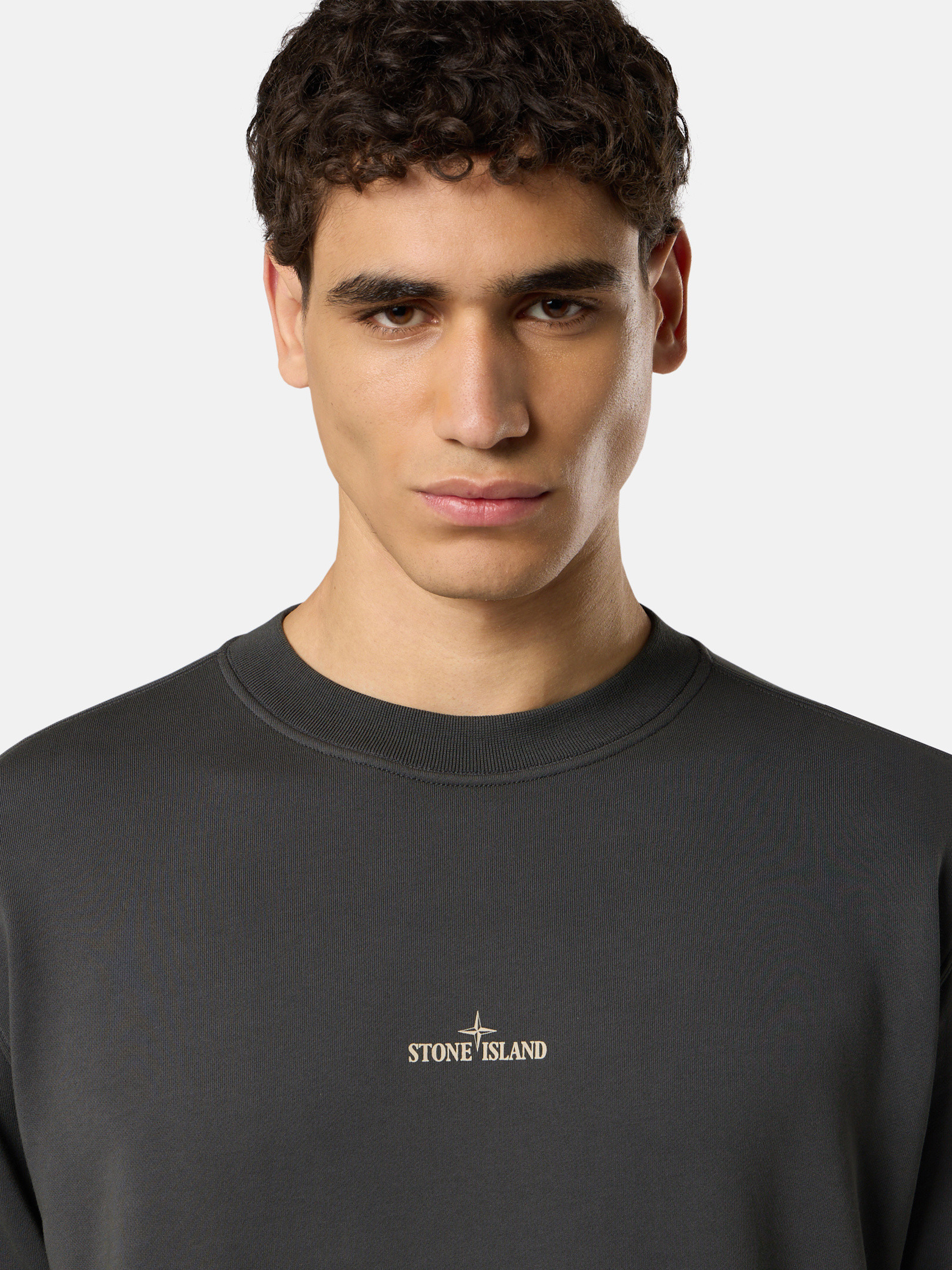 Lead Grey Oversized-fit crewneck sweatshirt with 'Industrial