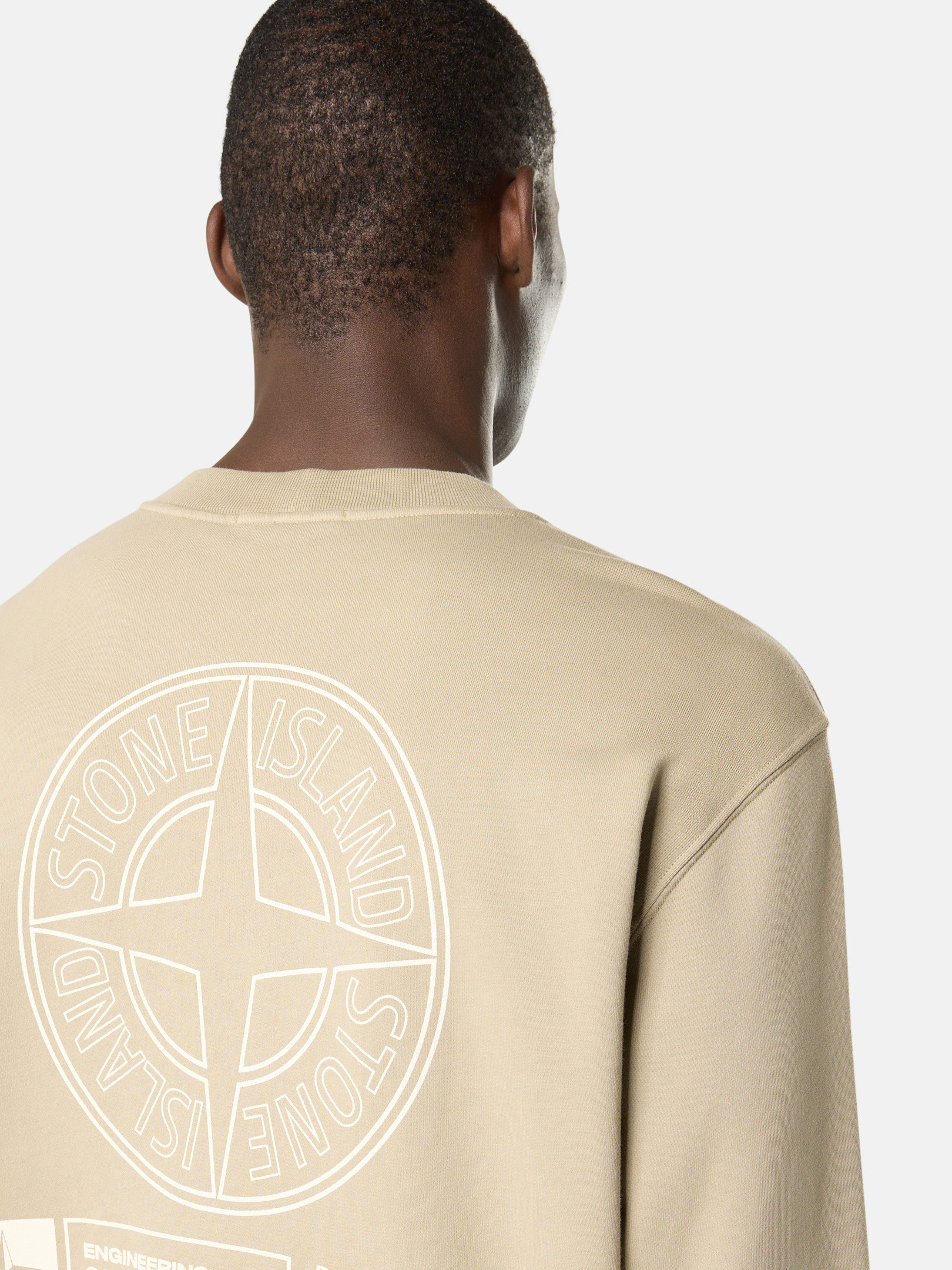 Stone コットントレーナー クリームS Stone Island ストーンアイランド ガーメントダイ クルーネック