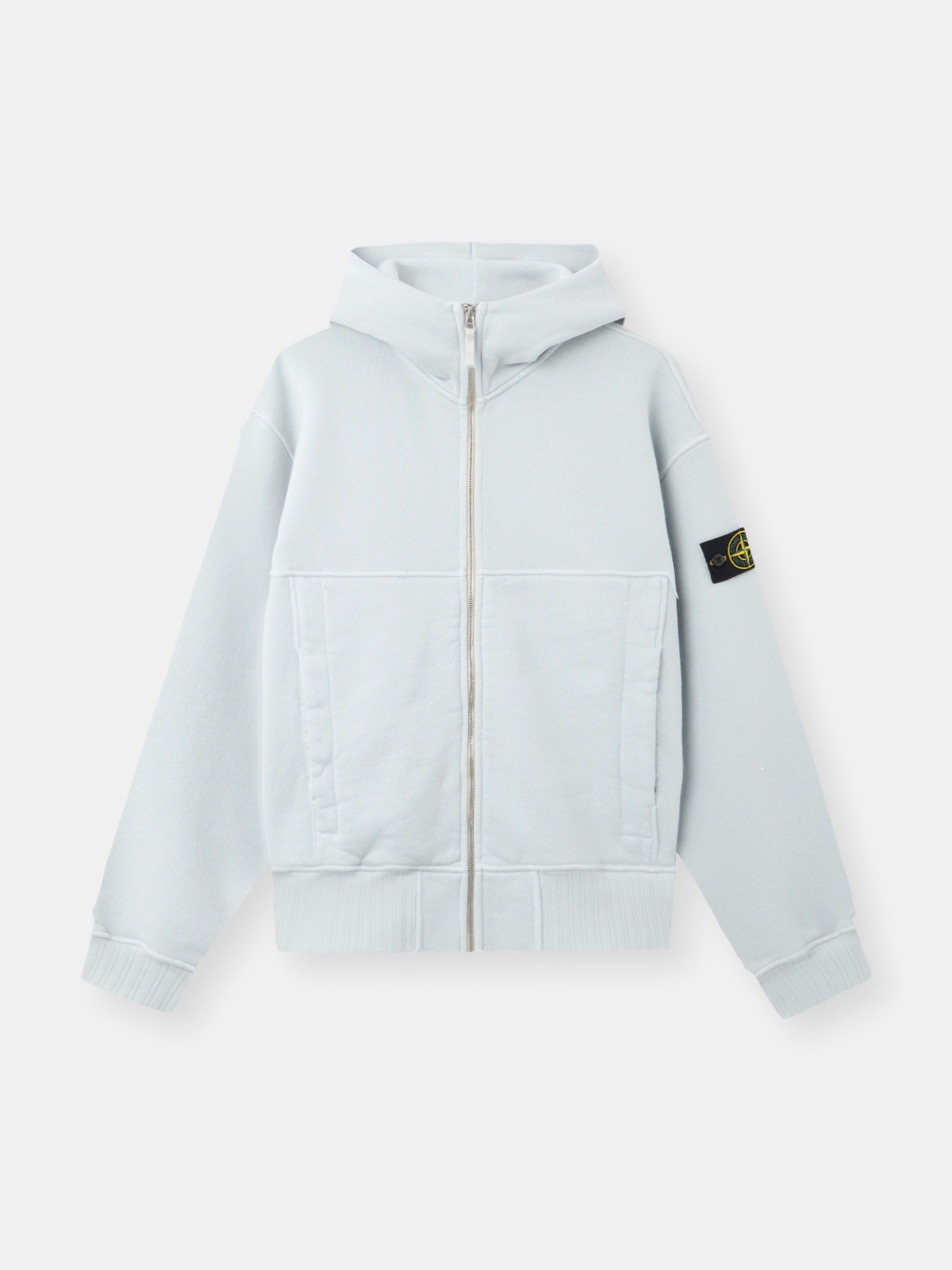 Sky Blue Oversized-fit hooded zip-up sweatshirt with pockets