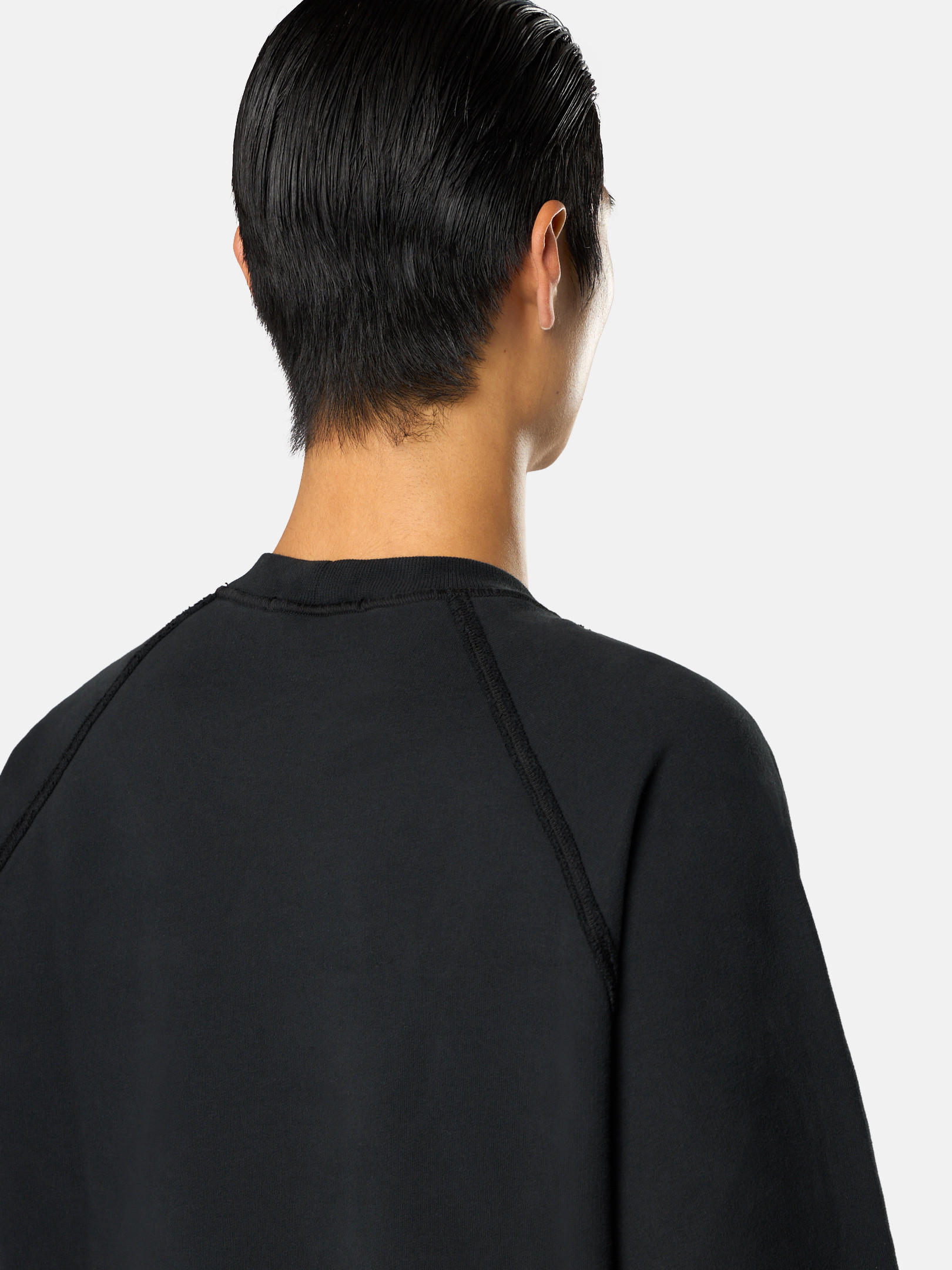 Black Oversized-fit crewneck sweatshirt with raglan sleeves