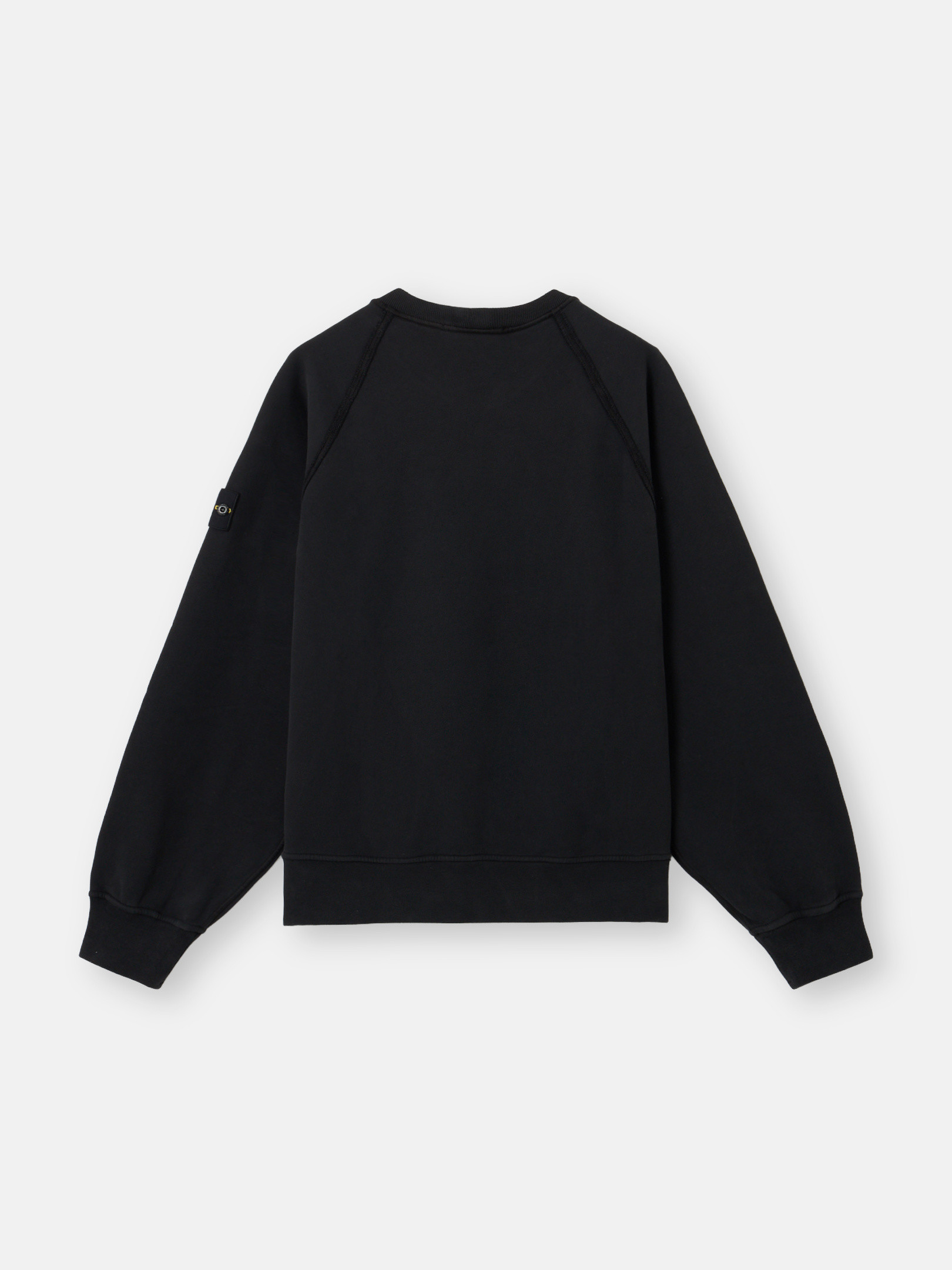 $ stone ラグランスリーブ ボア 黒 ブラック オーバーサイズフィット クルーネック スウェットシャツ