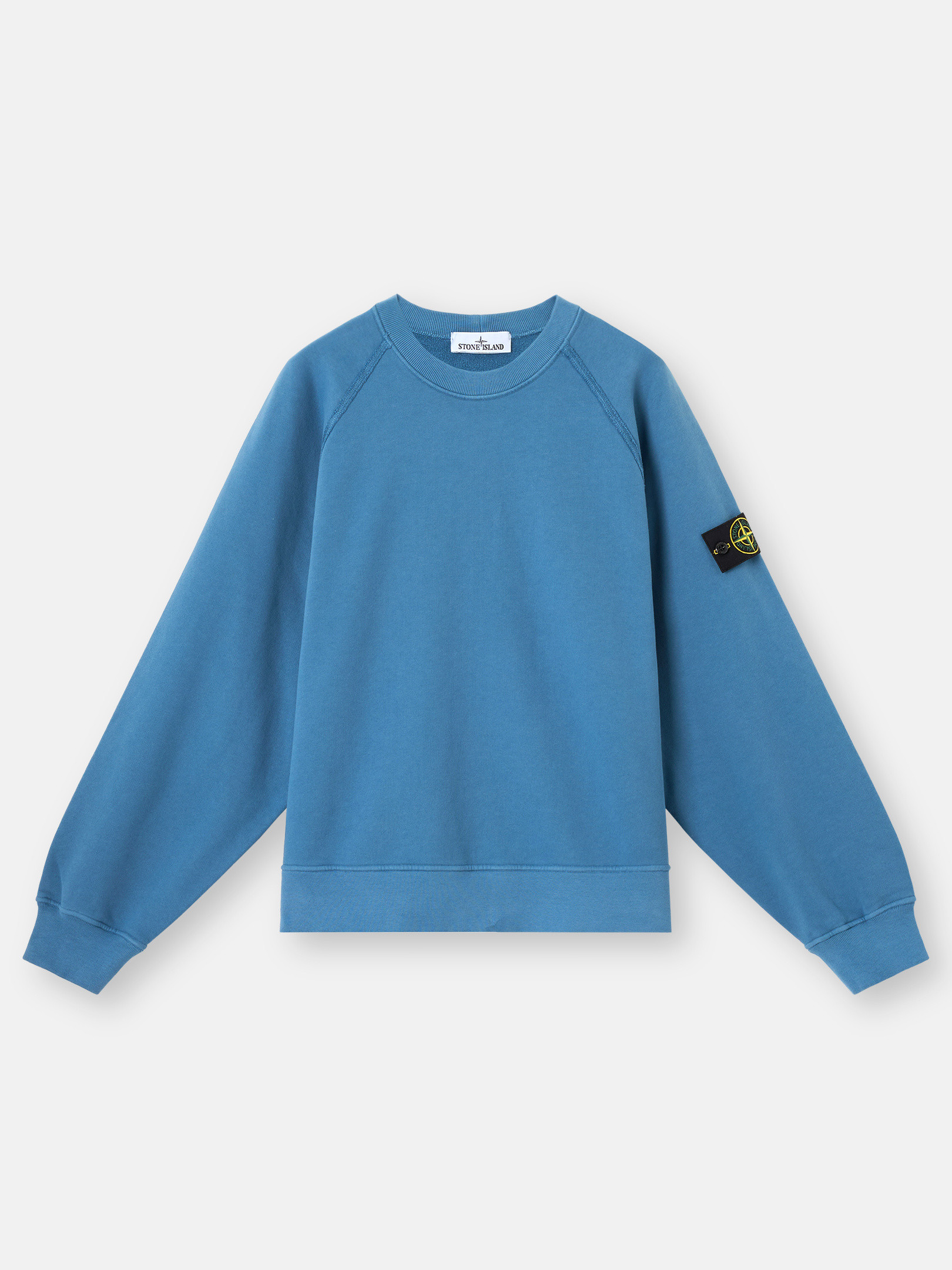 STONE  Blueセーター Steel Blue Oversized-fit crewneck sweatshirt with raglan sleeves