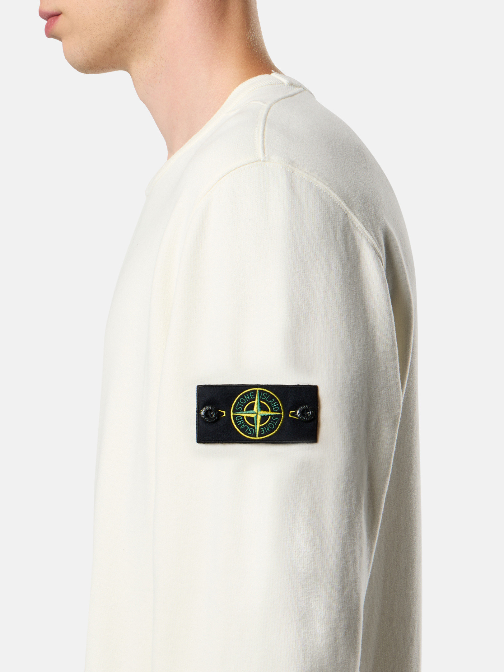 スウェット・トレーナー Stone  Organic cotton sweatshirt White Ivory Regular-fit crewneck sweatshirt with ribbed inserts