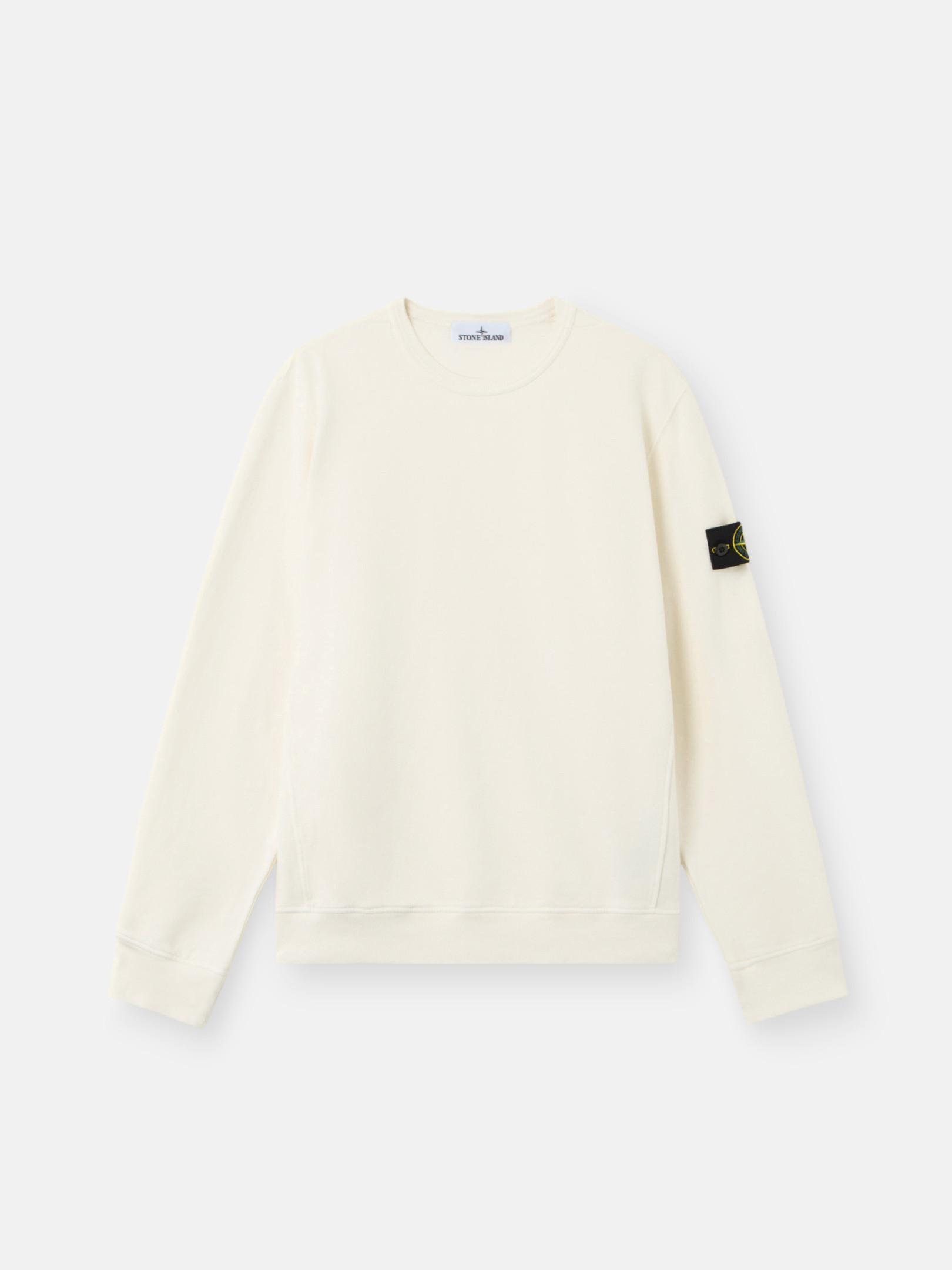スウェット・トレーナー Stone Organic cotton sweatshirt White Ivory Regular-fit crewneck sweatshirt with ribbed inserts