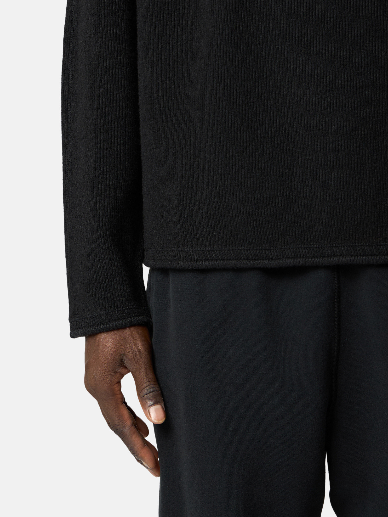 Black Comfort-fit crewneck sweatshirt with back yoke detail