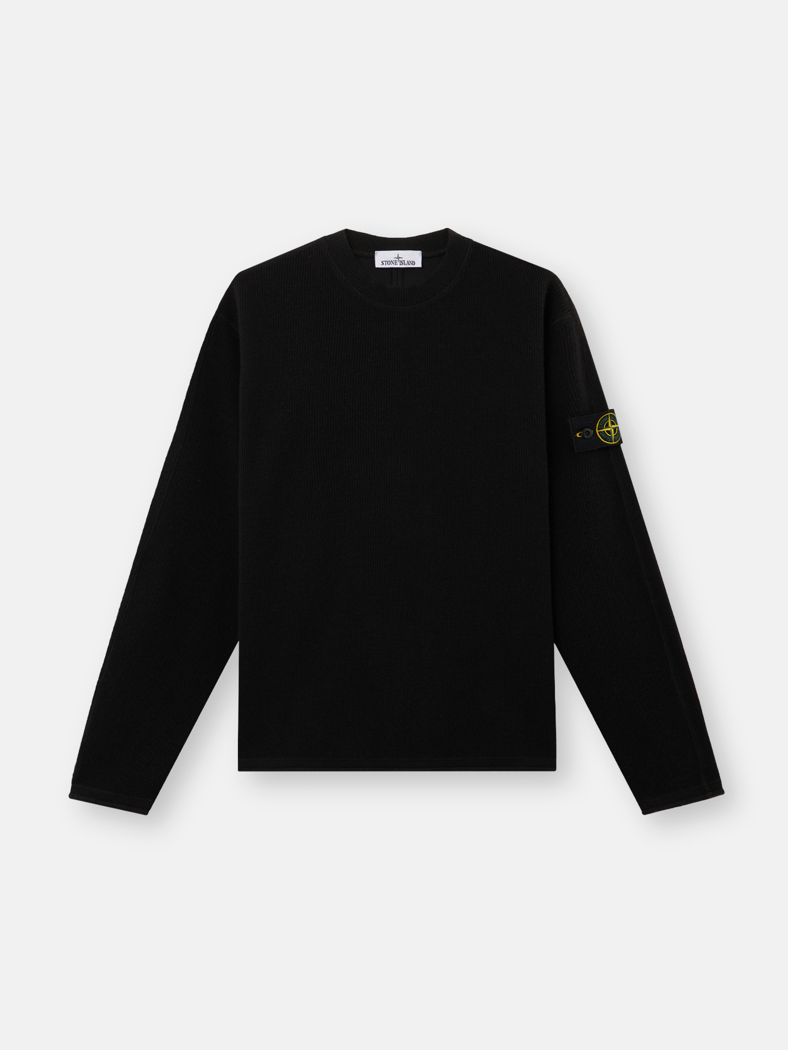 STONE  ウールニット　セーター　ブラック　XXL Black Comfort-fit crewneck sweatshirt with back yoke detail