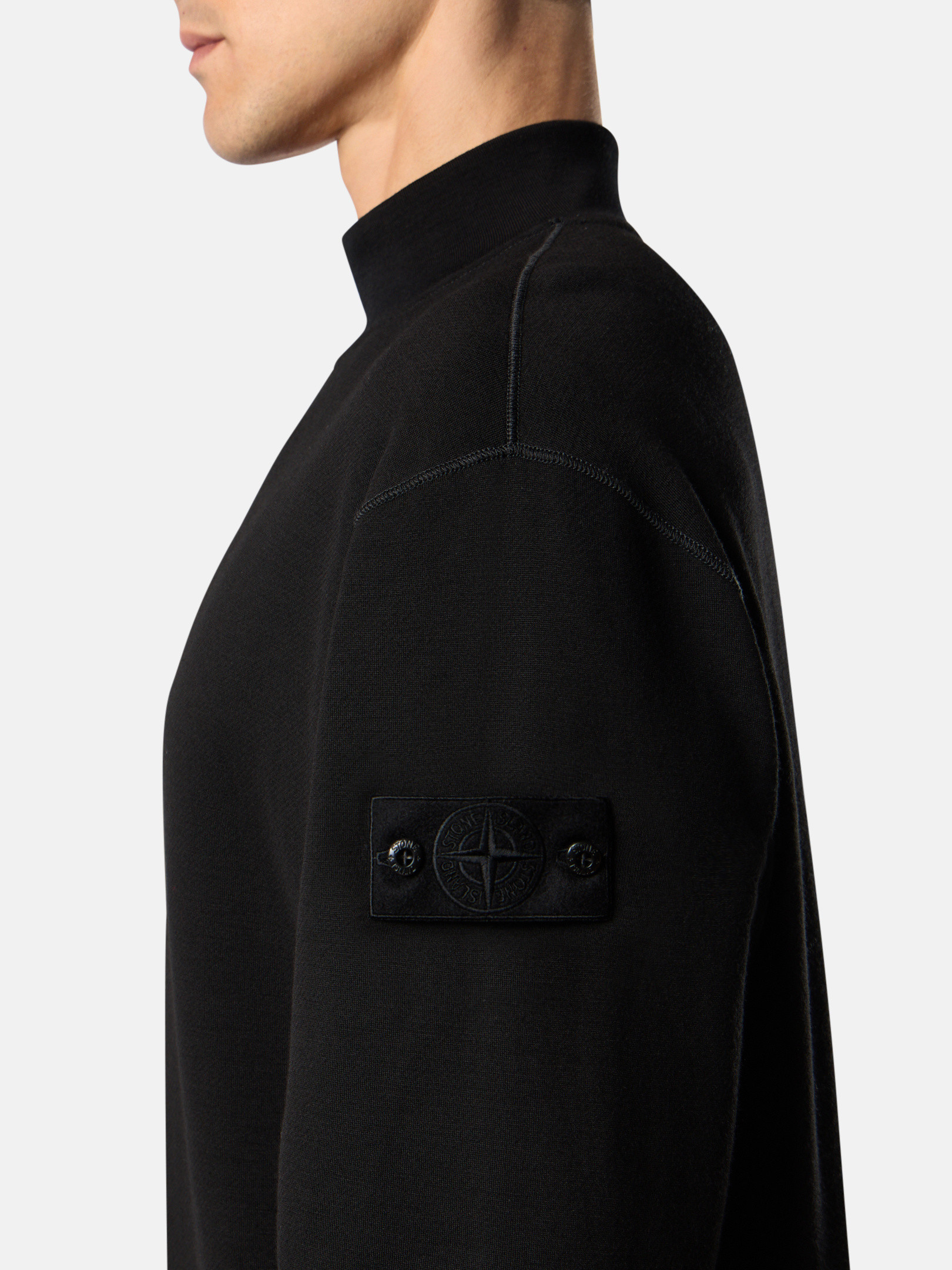 Black Regular-fit mock neck sweatshirt with ribbed trims 6100047