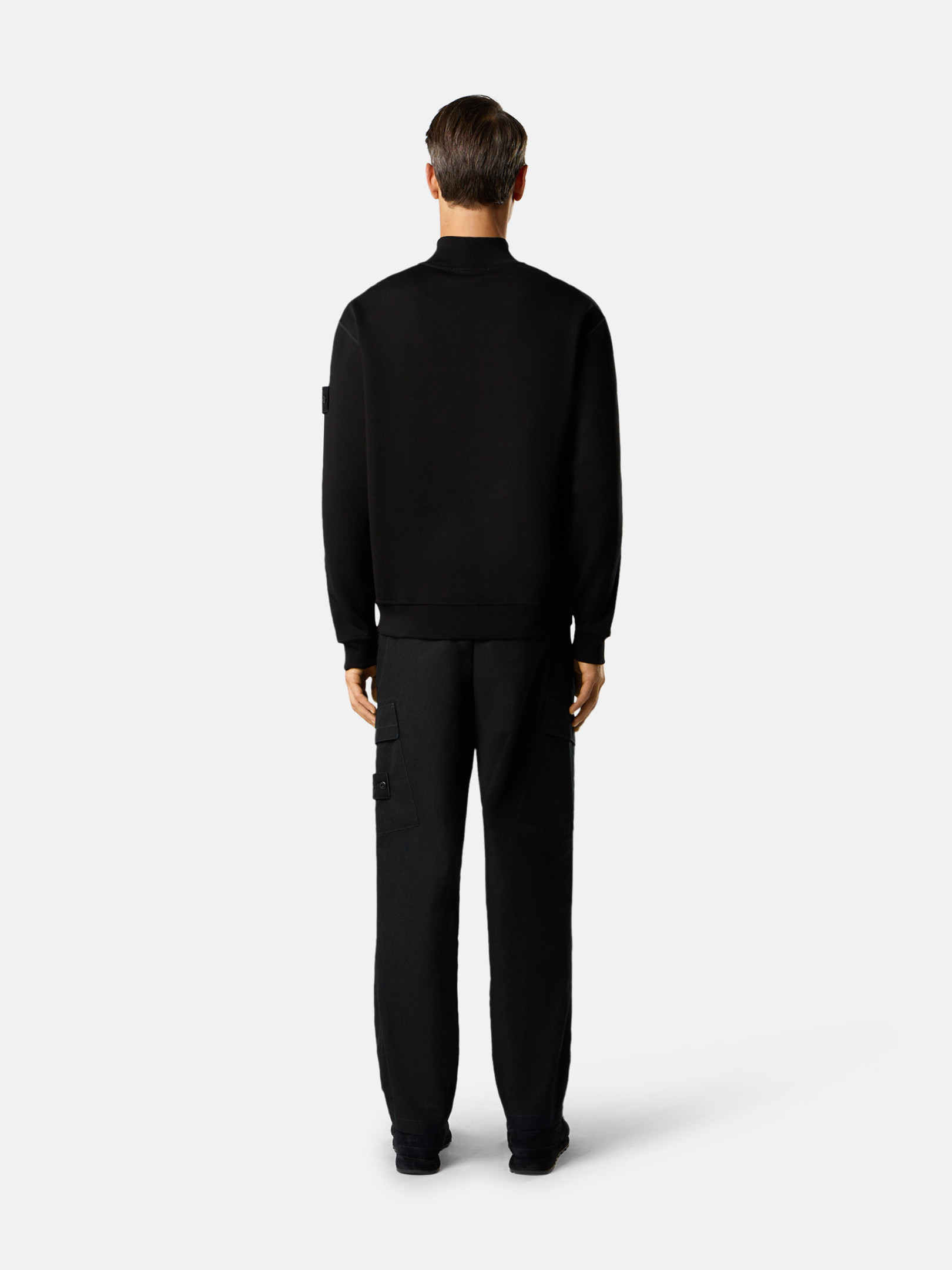 Black Regular-fit mock neck sweatshirt with ribbed trims 6100047