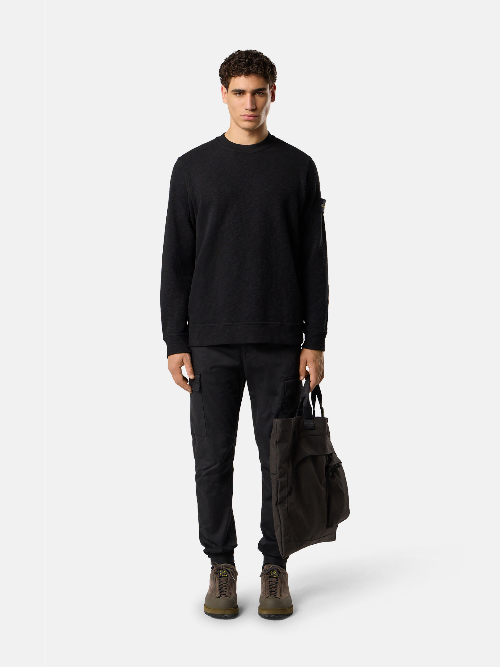 Black Regular-fit crewneck sweatshirt with side inlays 6100053