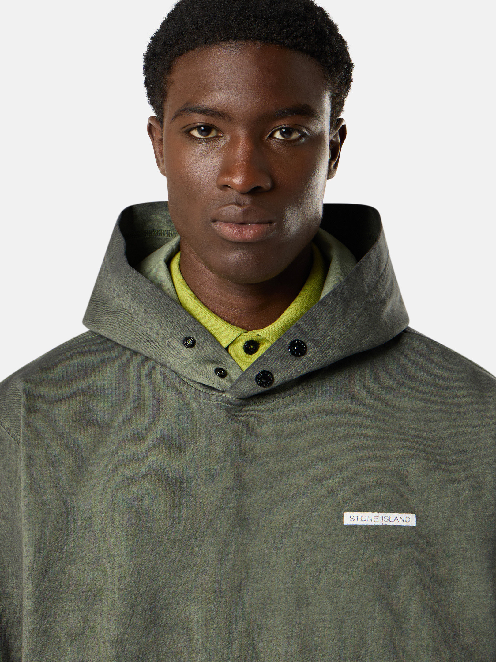 Musk Green Comfort-fit hooded sweatshirt with lettering print