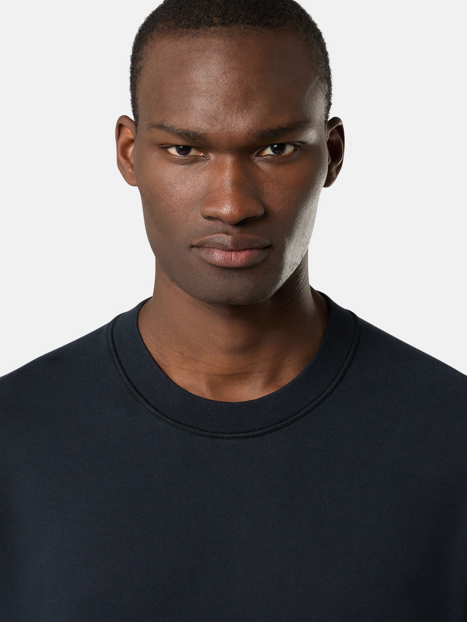 Navy Blue Regular-fit crewneck sweatshirt with elasticated cuffs