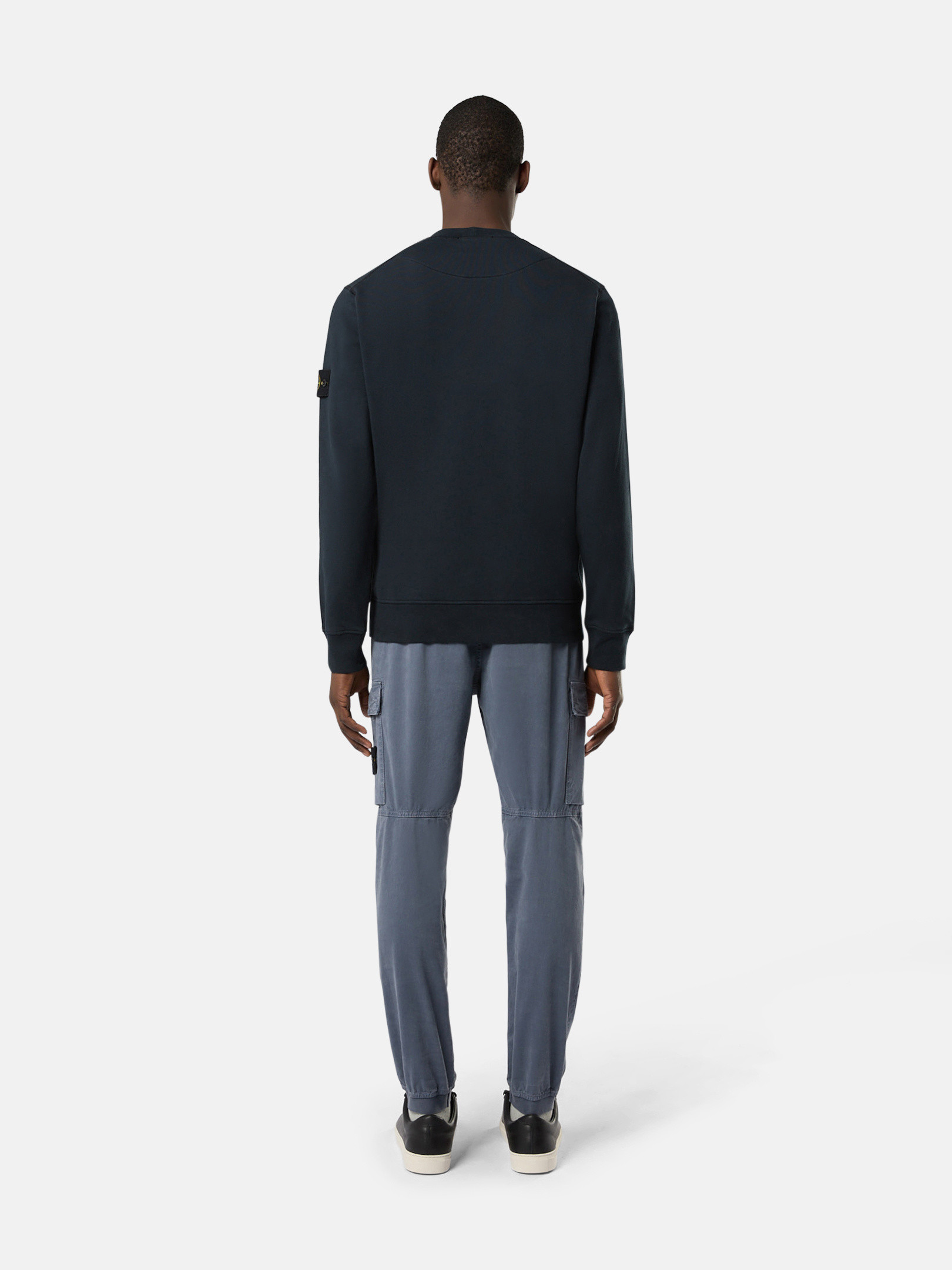 Navy Blue Regular-fit crewneck sweatshirt with elasticated cuffs