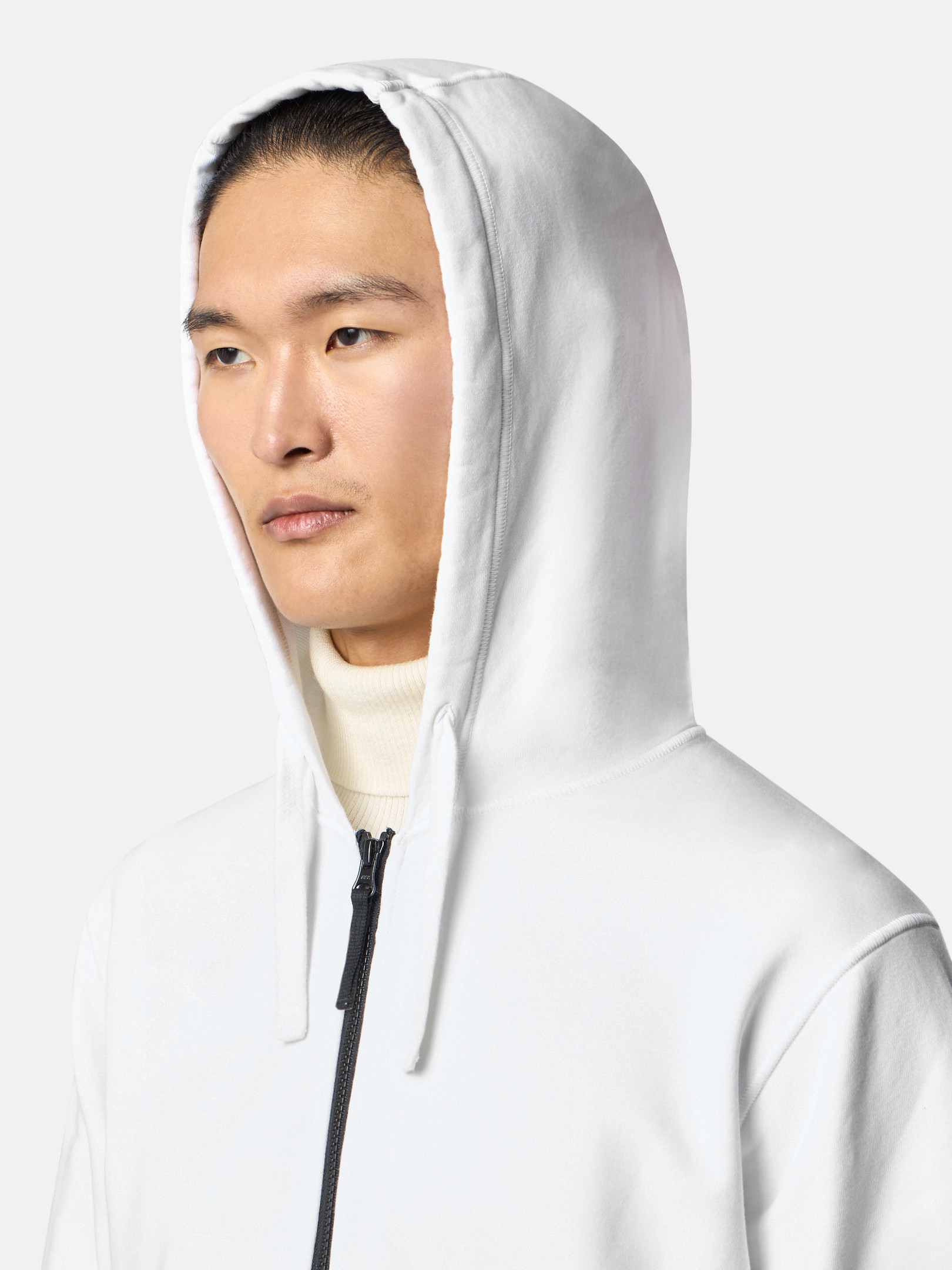 ホワイト レギュラーフィット ジップアップ スウェットパーカー