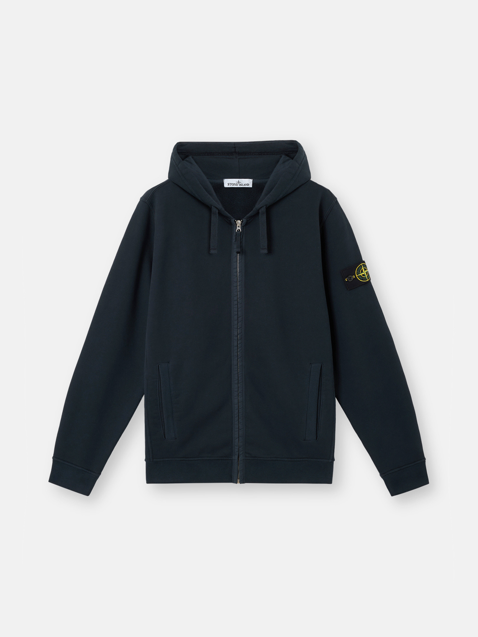 Stone  ジップアップパーカー ネイビー S Navy Blue Regular-fit hooded zip-up sweatshirt with pockets