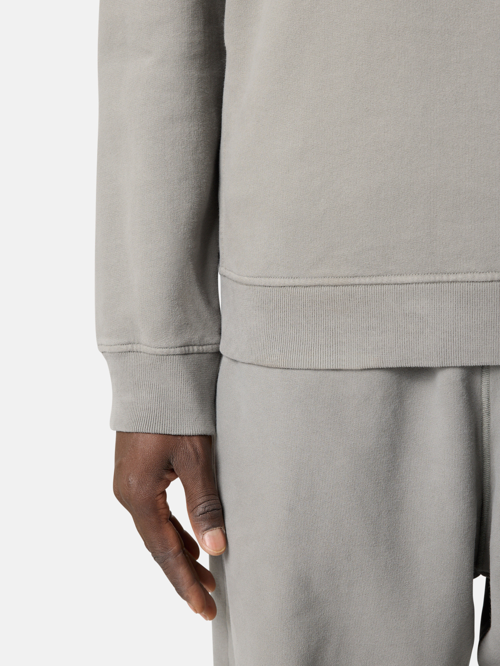 Cement Regular-fit half-zipper sweatshirt with ribbed inlays