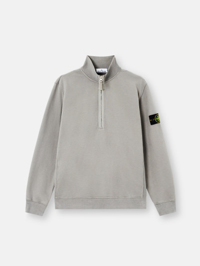 【STONE 】関税・送料込Ribbed trim cotton hoodie 2color Cement Regular-fit half-zipper sweatshirt with ribbed inlays