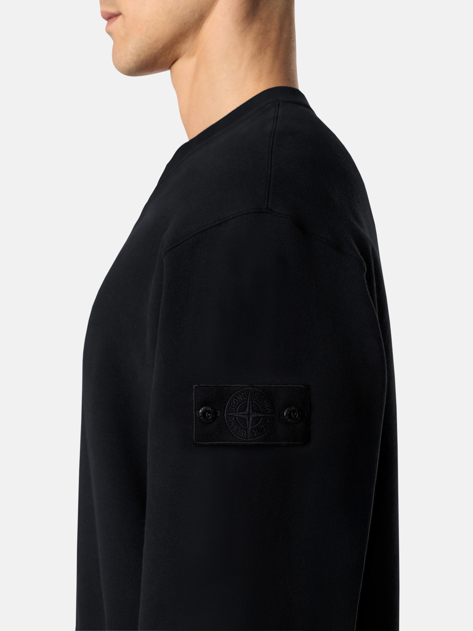 STONE  リブ　スウェットシャツ　ブラック　M STONE ISLAND(ストーンアイランド ) 