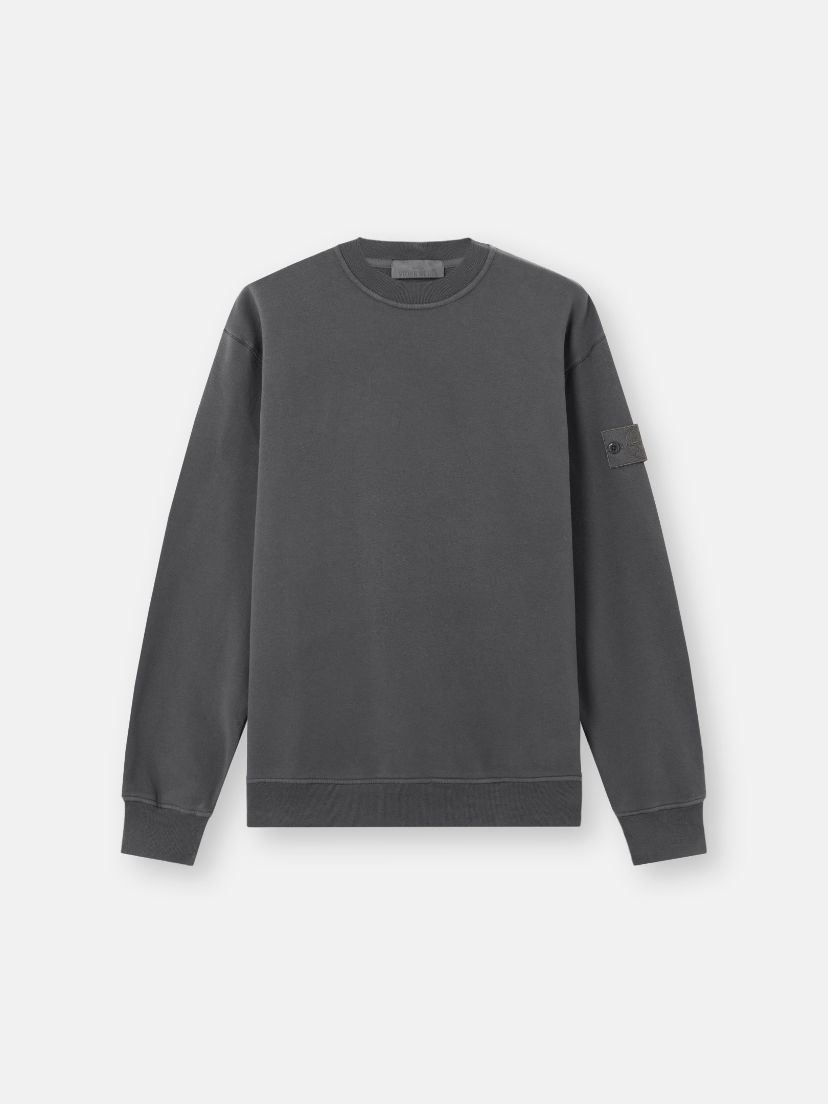 Dark Grey Comfort-fit crewneck sweatshirt with ribbed trims