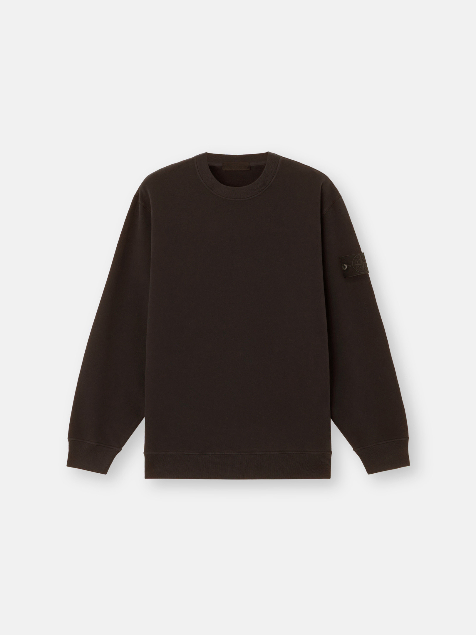 Dark Brown Comfort-fit crewneck sweatshirt with ribbed trims