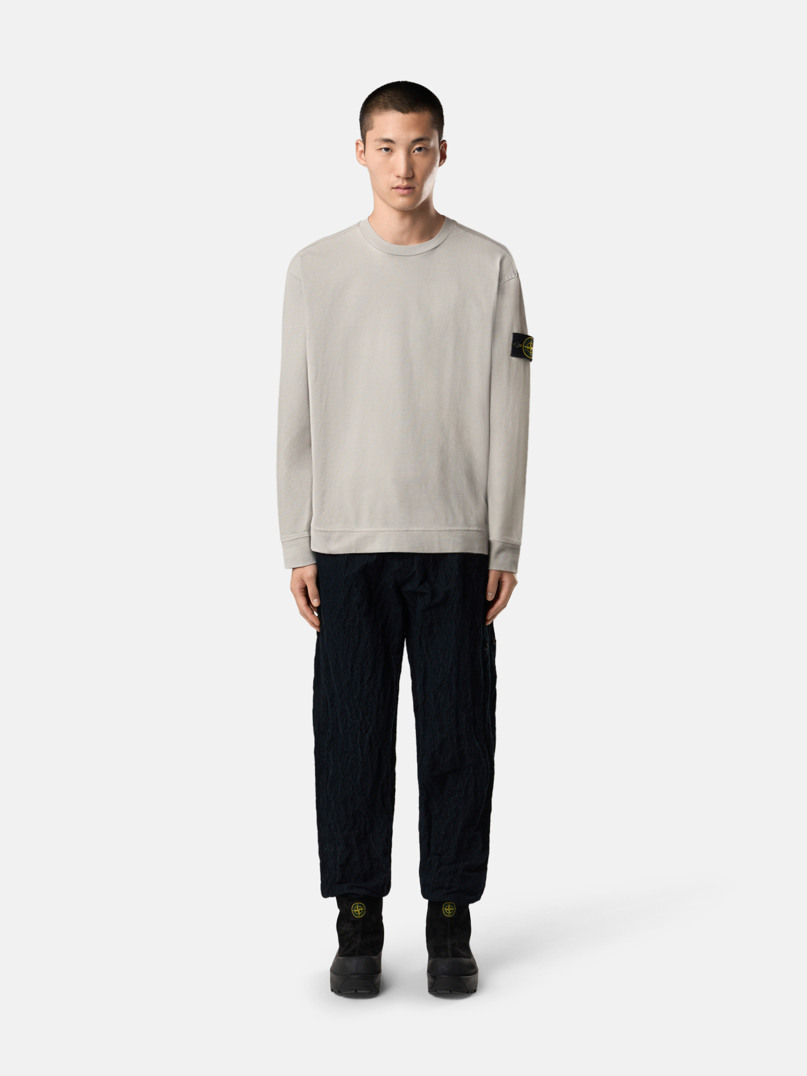 パールグレー レギュラーフィット クルーネック スウェットシャツ