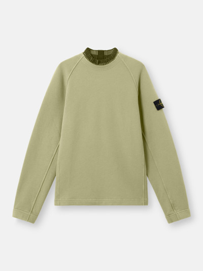 Sage Green Regular-fit crewneck sweatshirt with knit insert