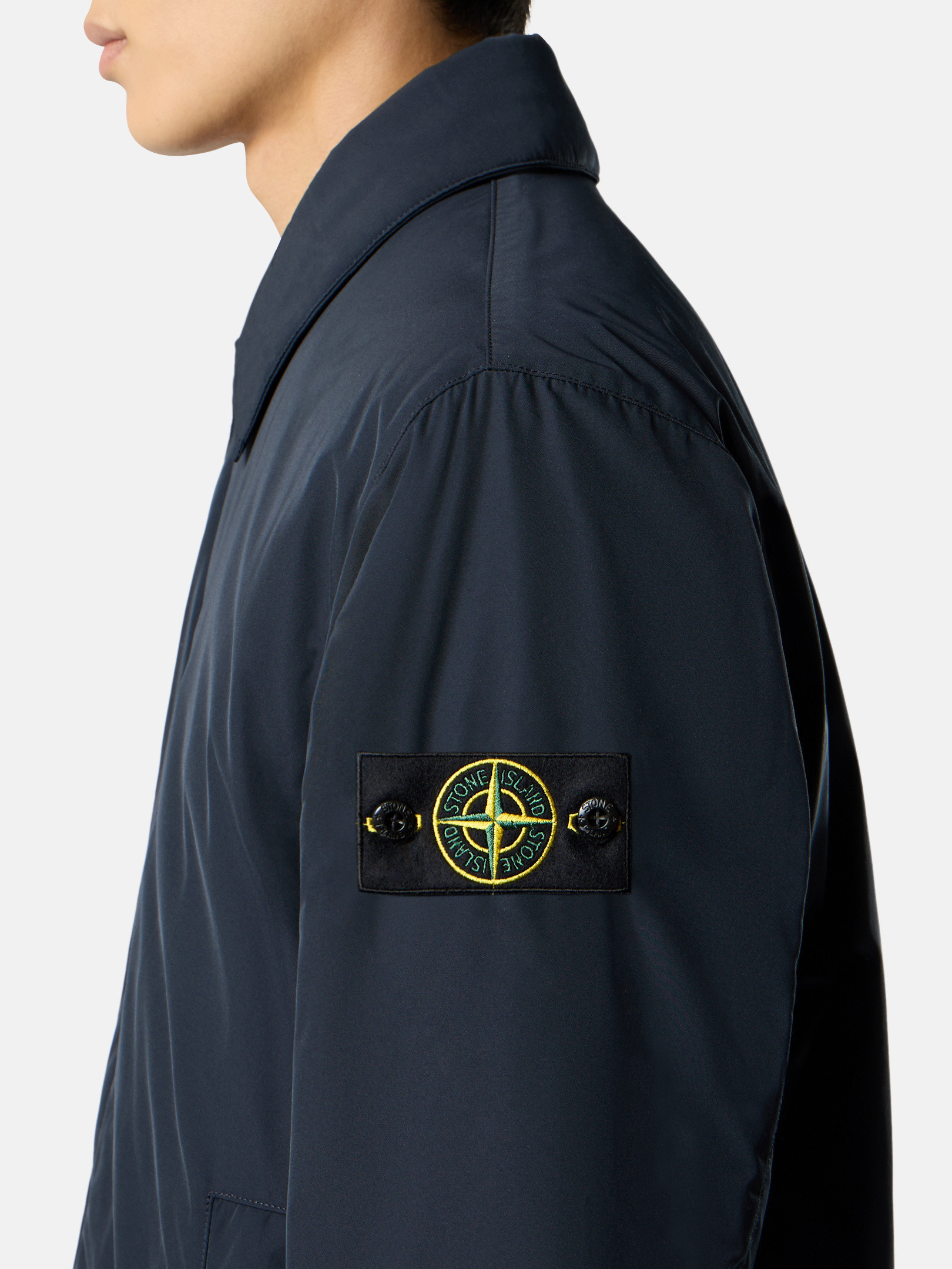 STONE  ネイビー ミリタリージャケット Navy Blue Padded car coat with anti-drop and snap pockets 7100007