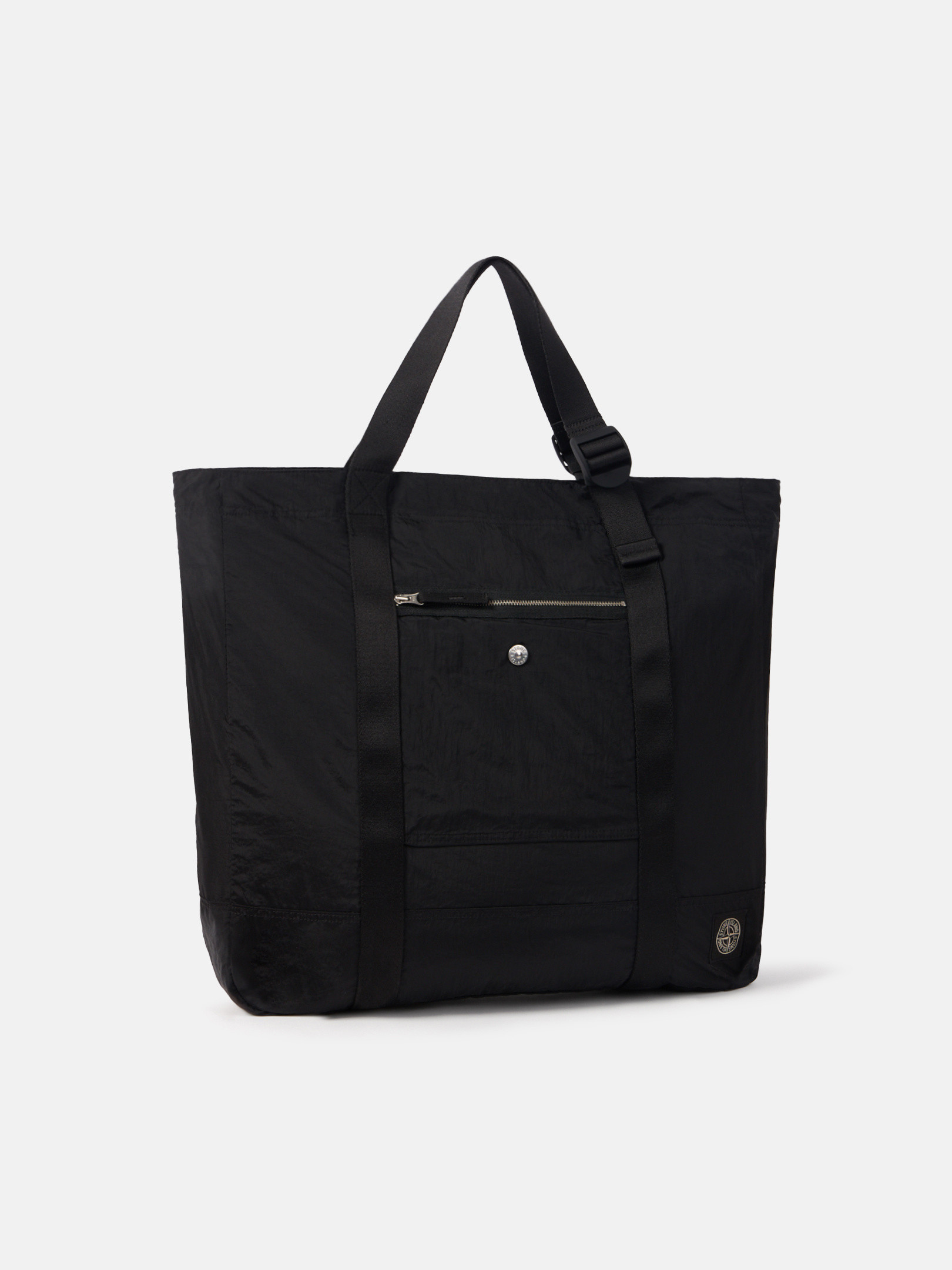 ブラック トートバッグ フロントファスナーポケット＆リップス