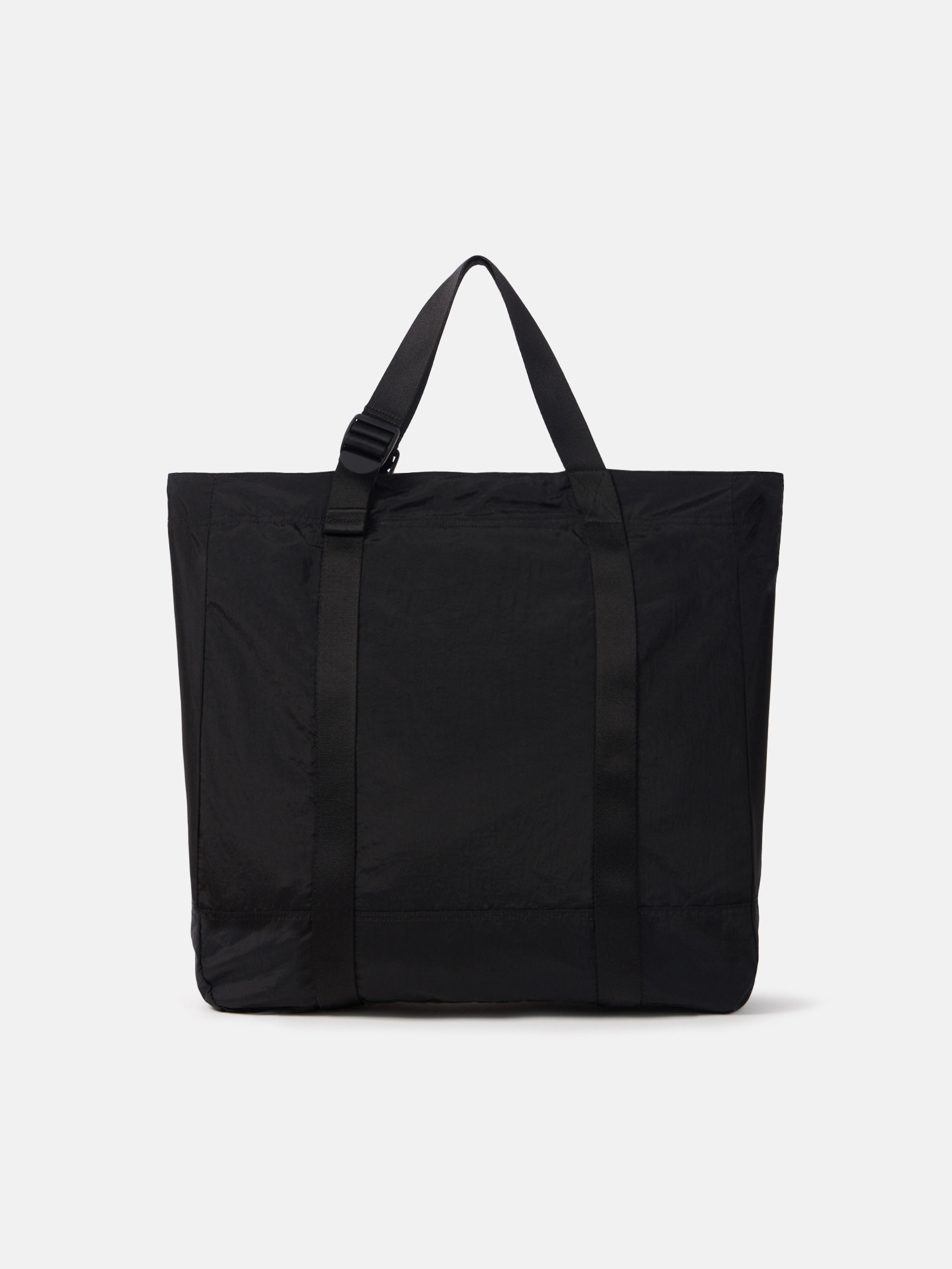 ブラック トートバッグ フロントファスナーポケット＆リップストップ