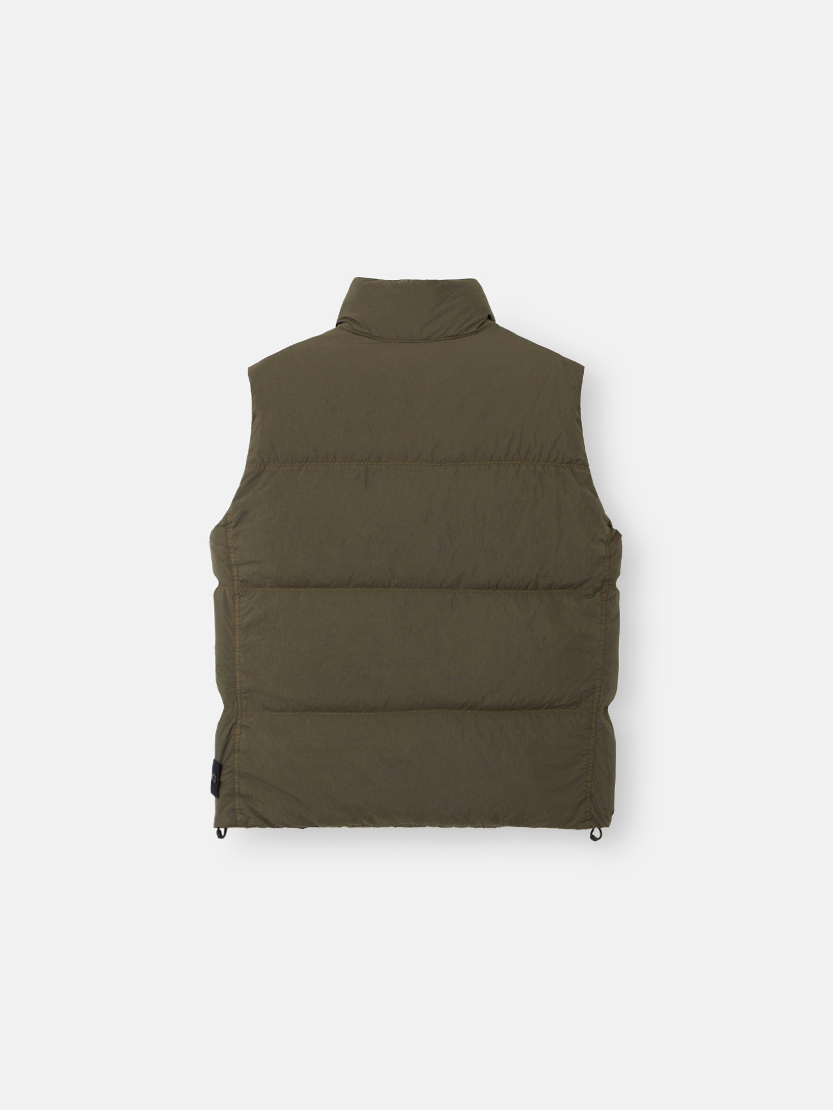 Military Green Down vest with wind resistance and zipper pockets