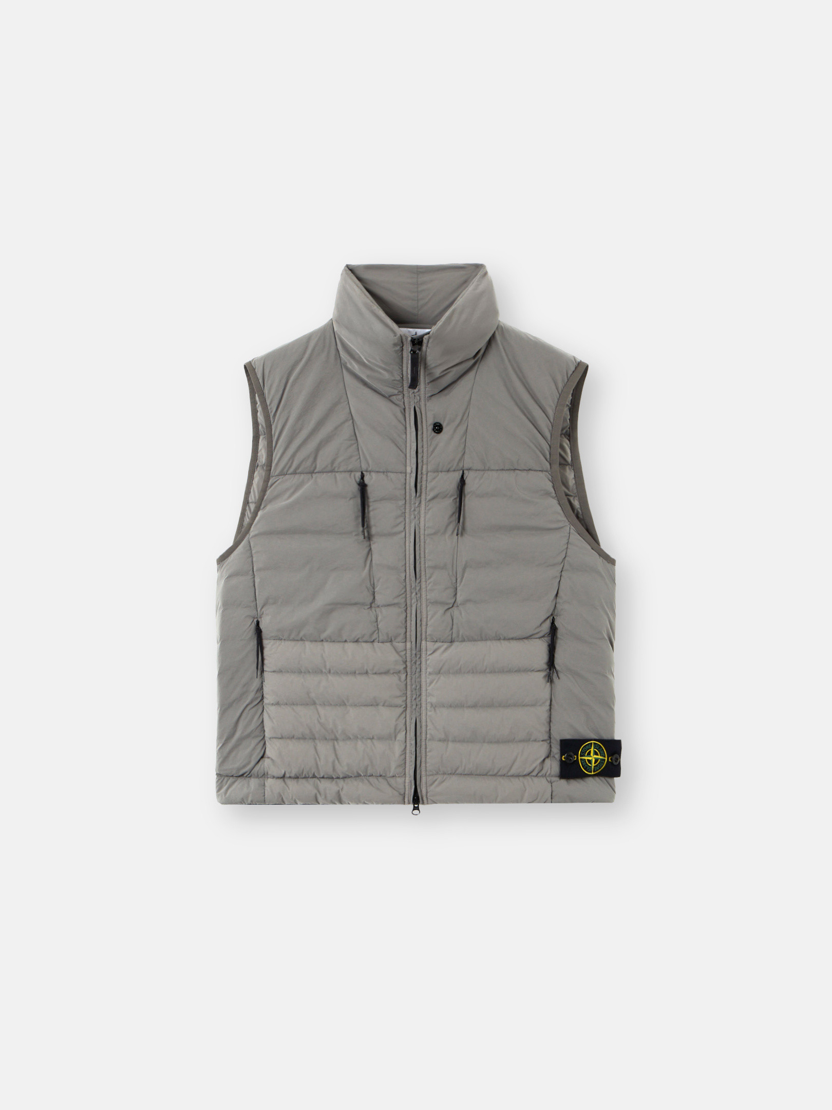 Stone Island Down Vest With Seamless Feather Tunnels And Anti-drop In Gray